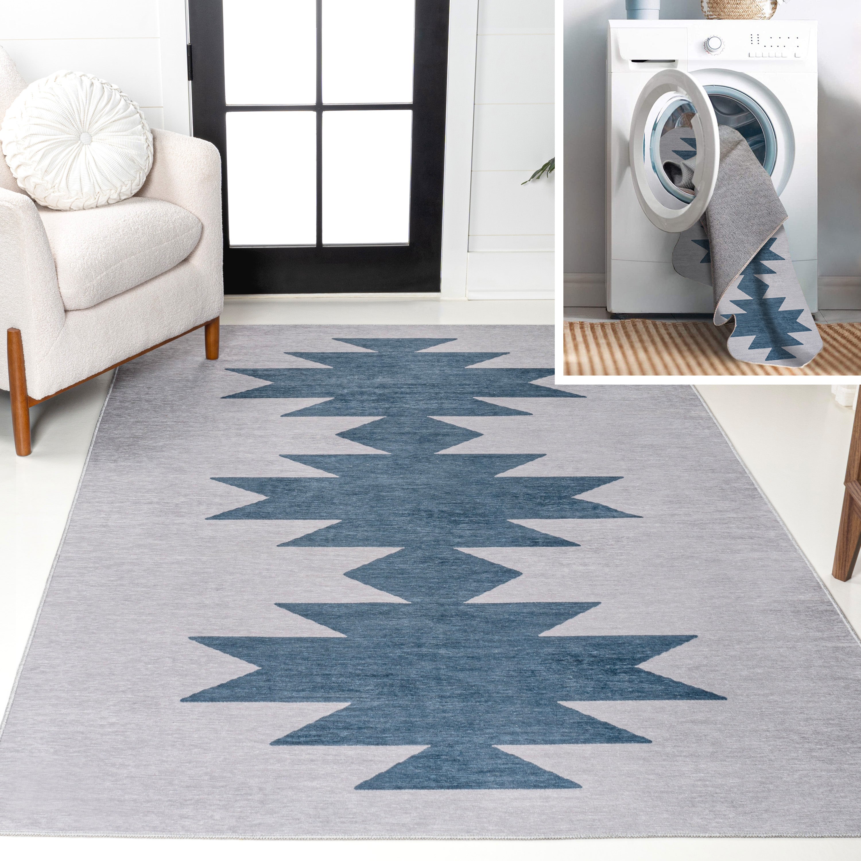 Chayton Minimalist Geometric Machine-Washable Area Rug