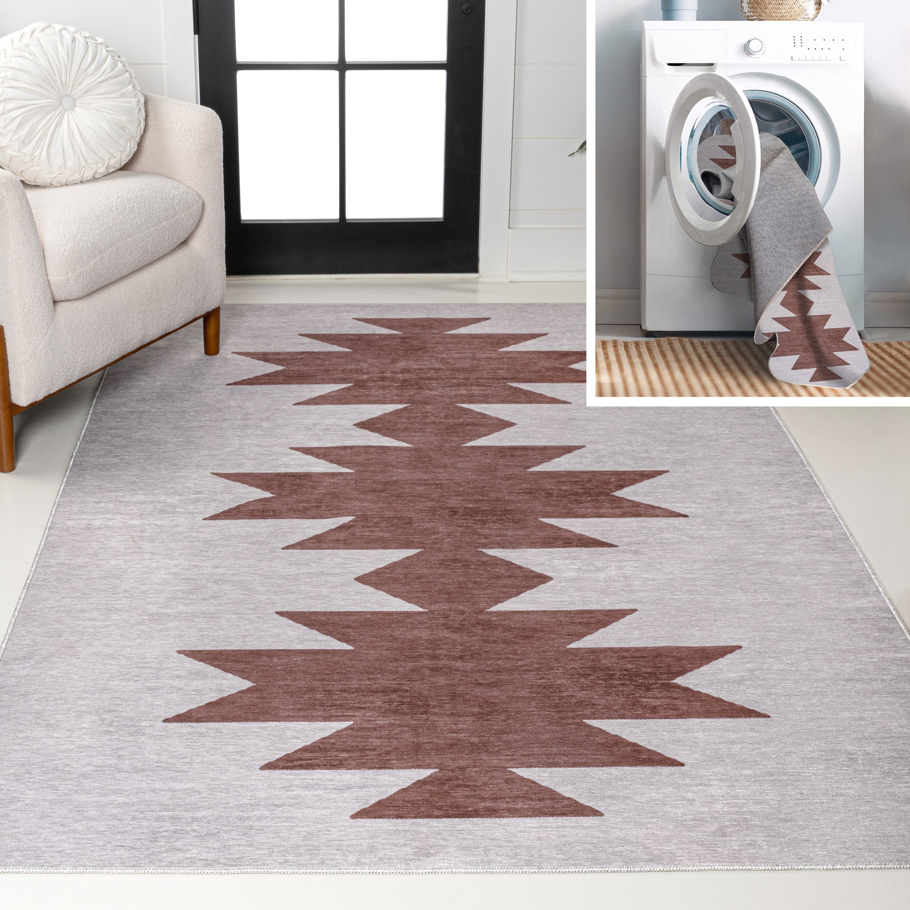 Chayton Minimalist Geometric Machine-Washable Area Rug