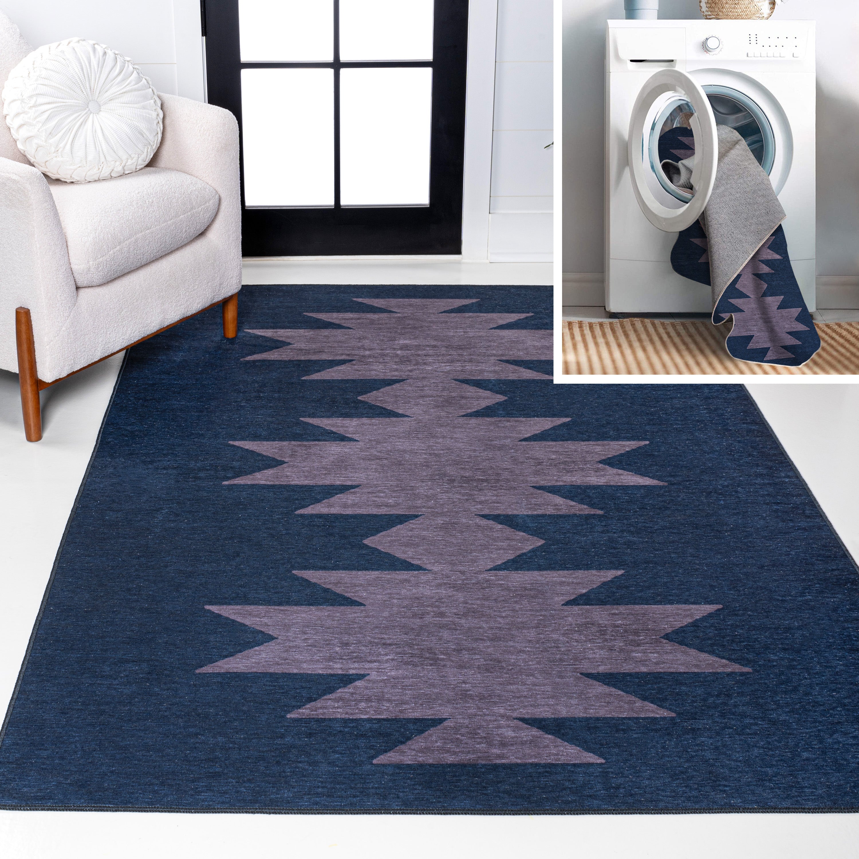 Chayton Minimalist Geometric Machine-Washable Area Rug