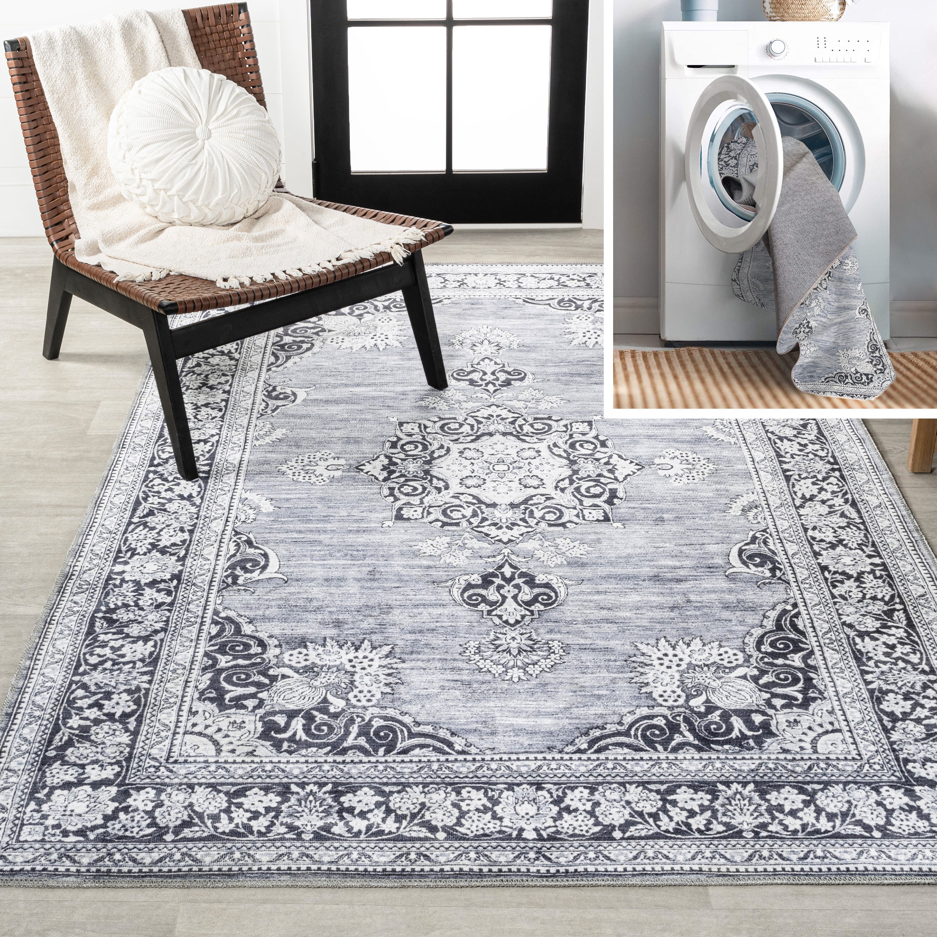 Bausch Bohemian Distressed Chenille Machine-Washable Area Rug