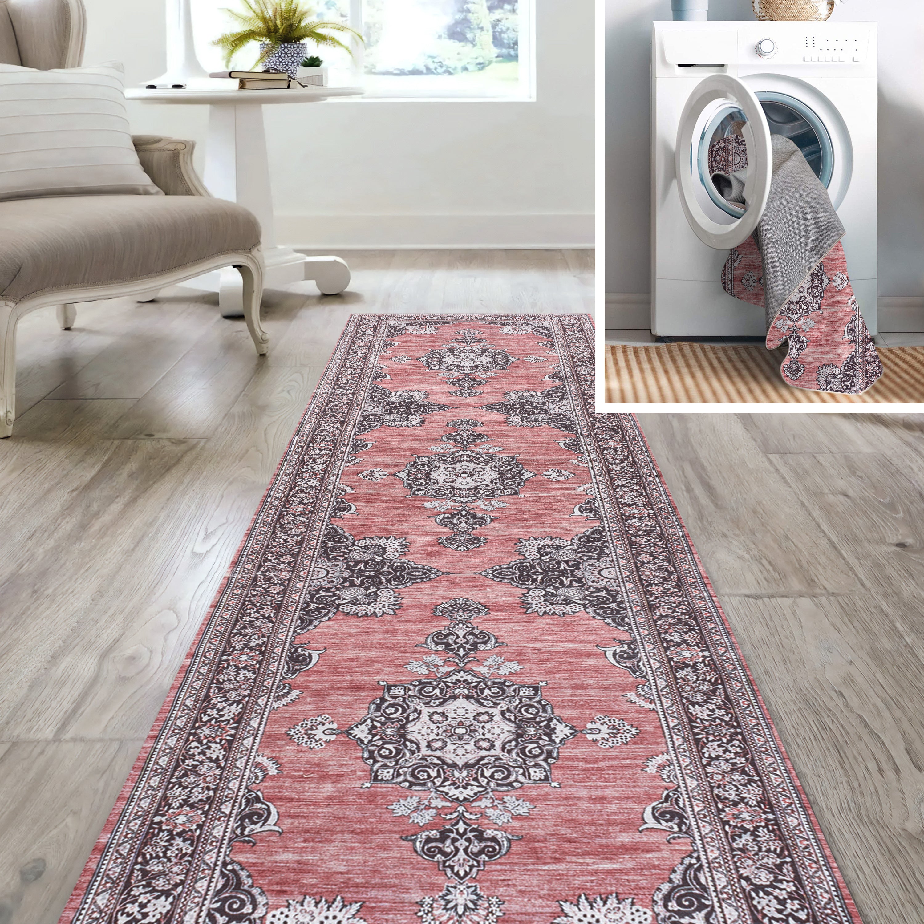 Bausch Bohemian Distressed Chenille Machine-Washable Runner Rug