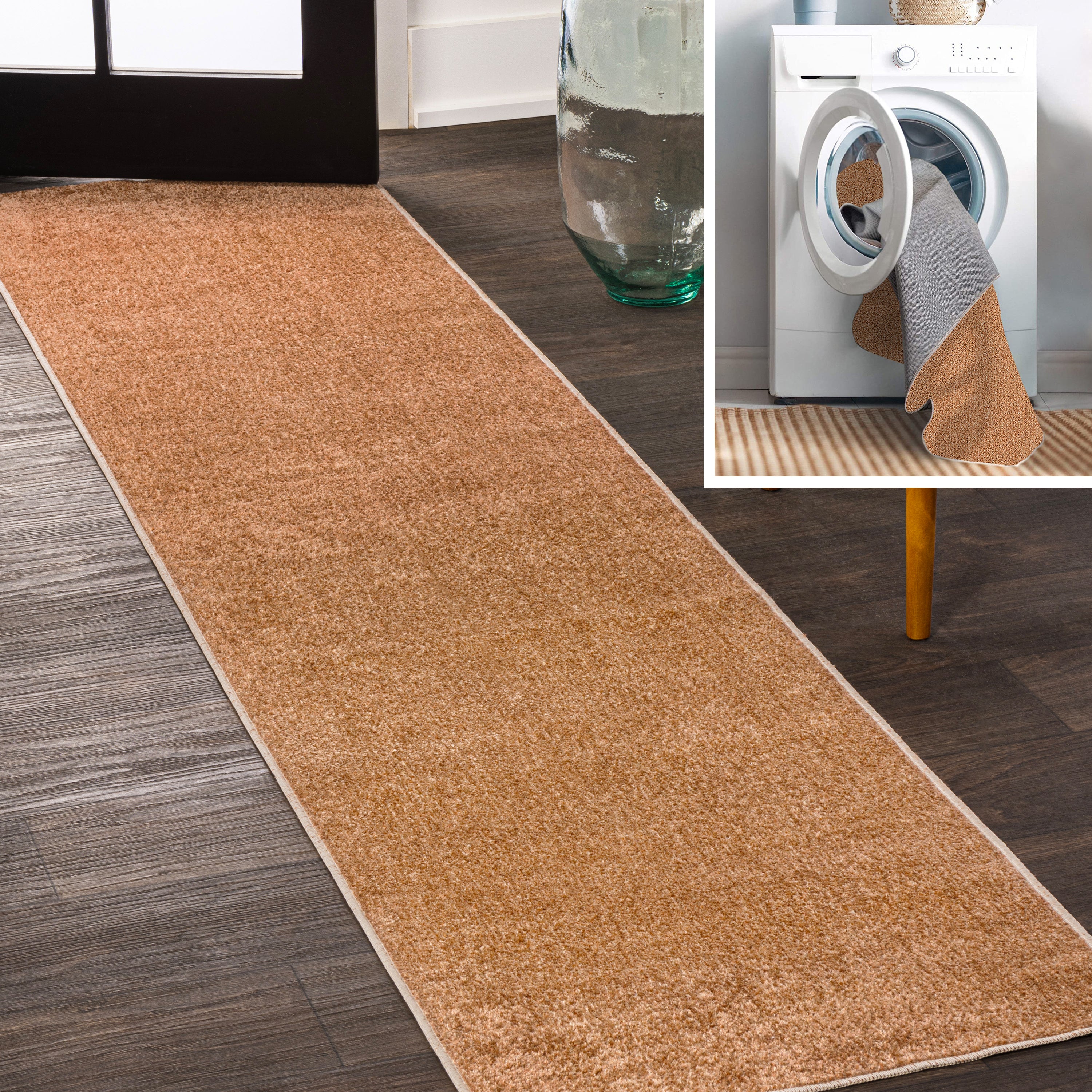 Twyla Classic Solid Low-Pile Machine-Washable Runner Rug