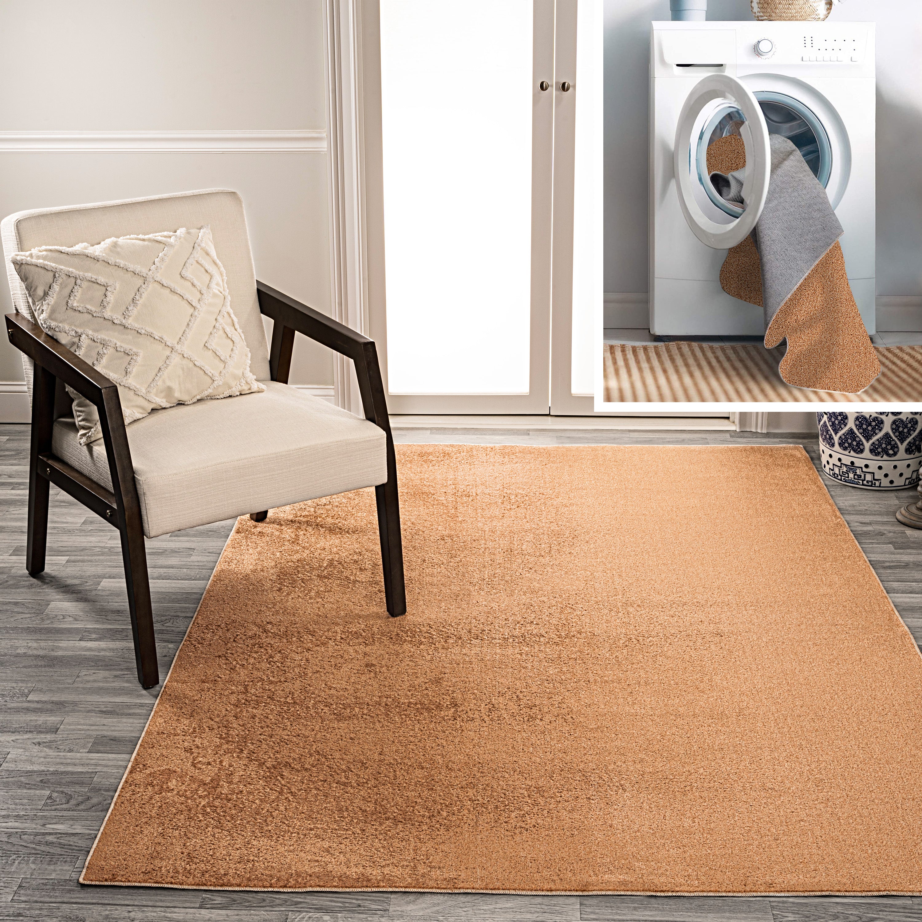 Twyla Classic Solid Low-Pile Machine-Washable Area Rug