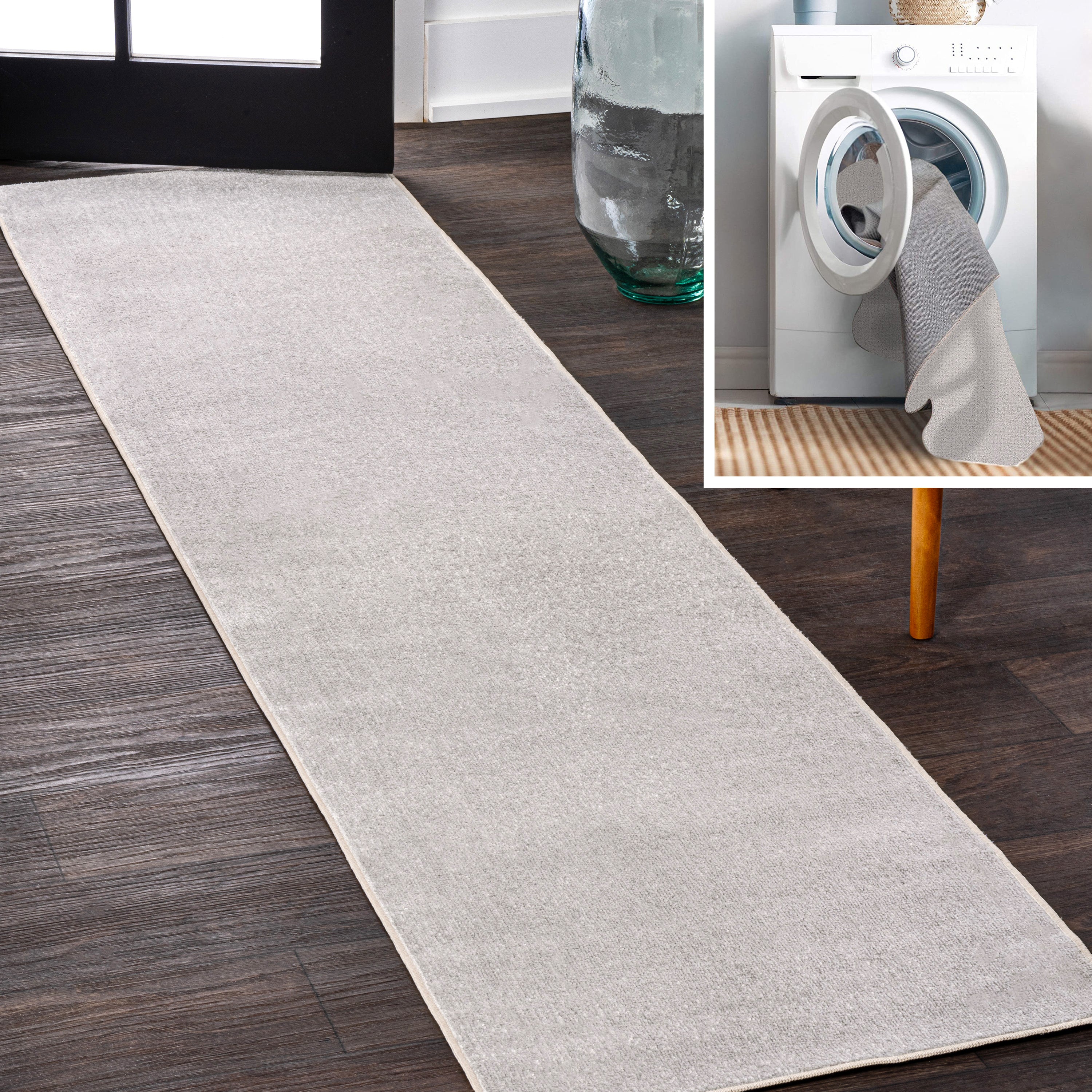 Twyla Classic Solid Low-Pile Machine-Washable Runner Rug