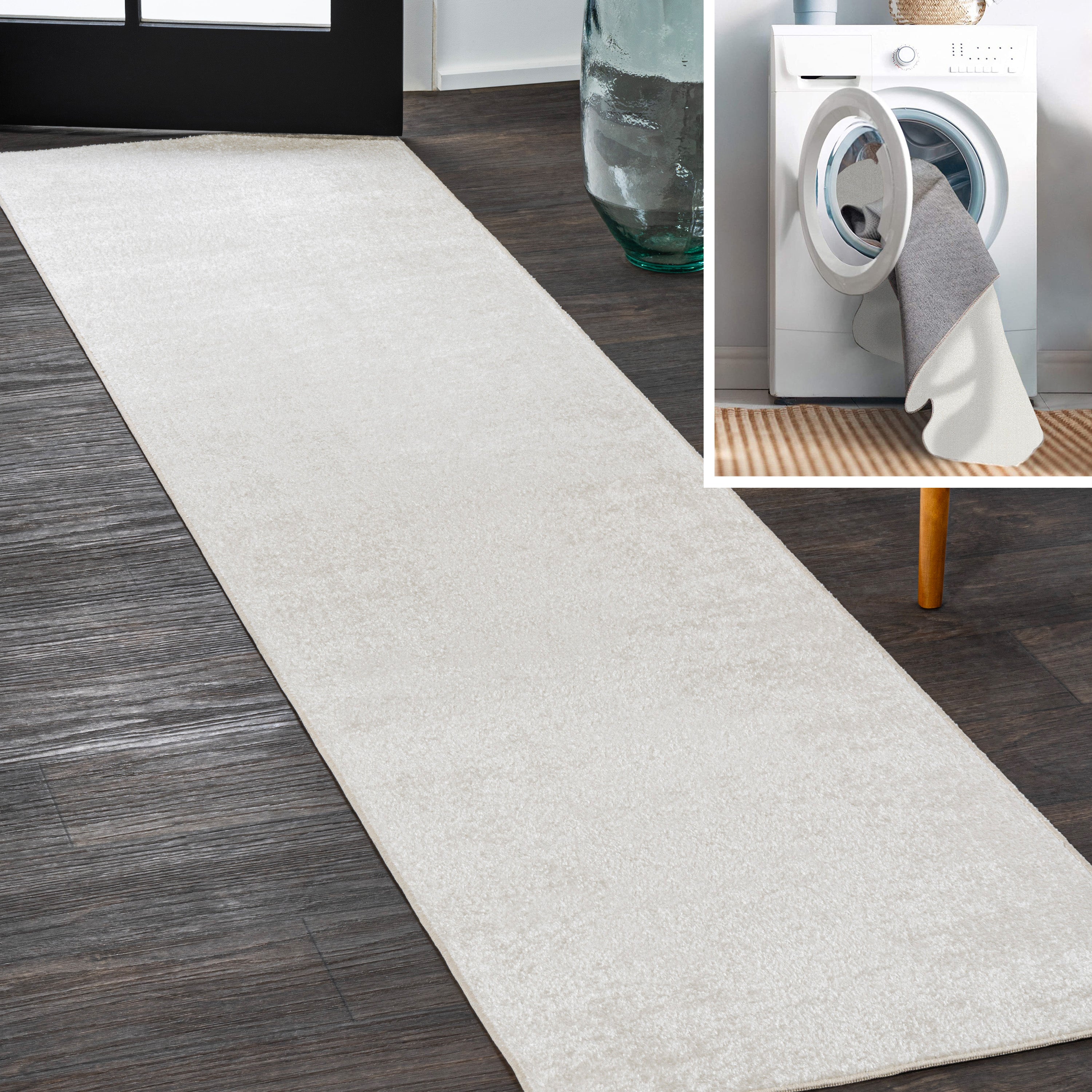 Twyla Classic Solid Low-Pile Machine-Washable Runner Rug