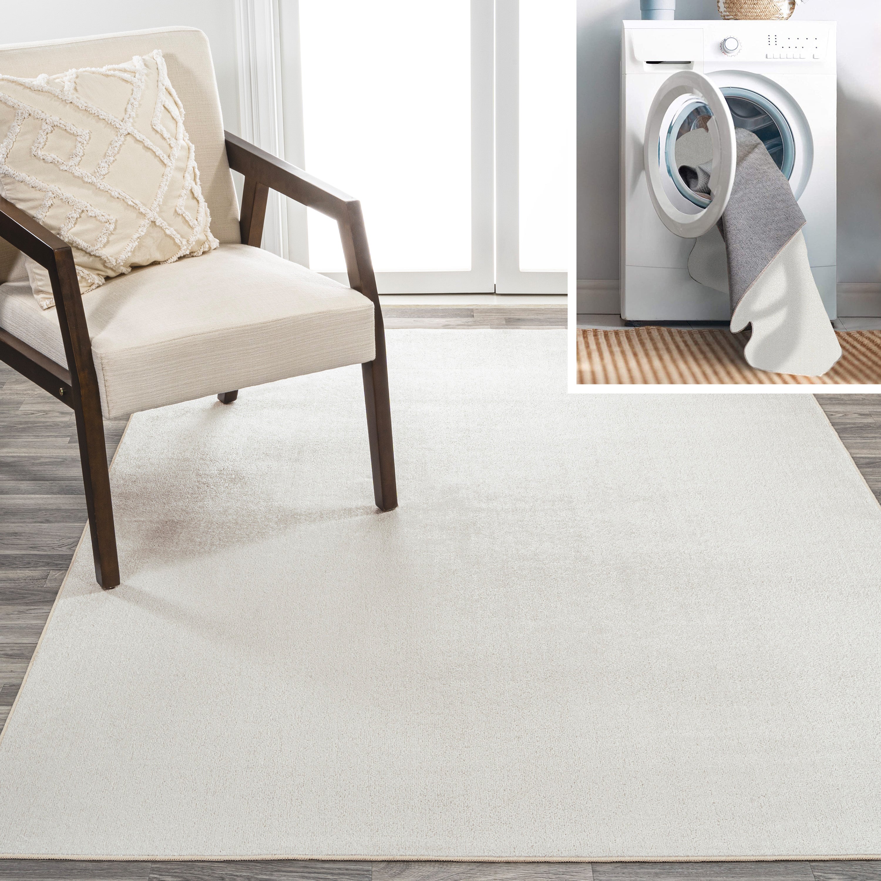 Twyla Classic Solid Low-Pile Machine-Washable Area Rug