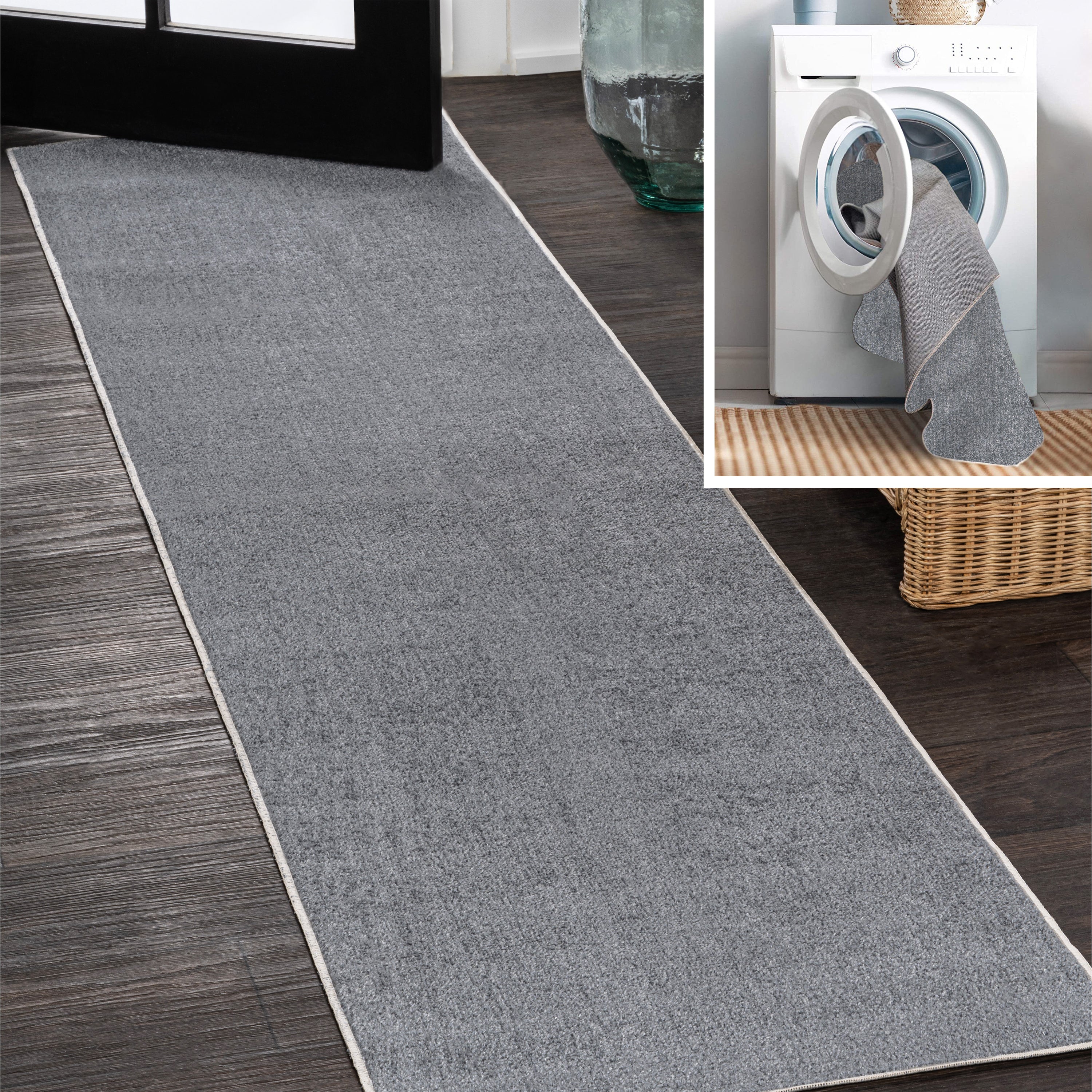 Twyla Classic Solid Low-Pile Machine-Washable Runner Rug