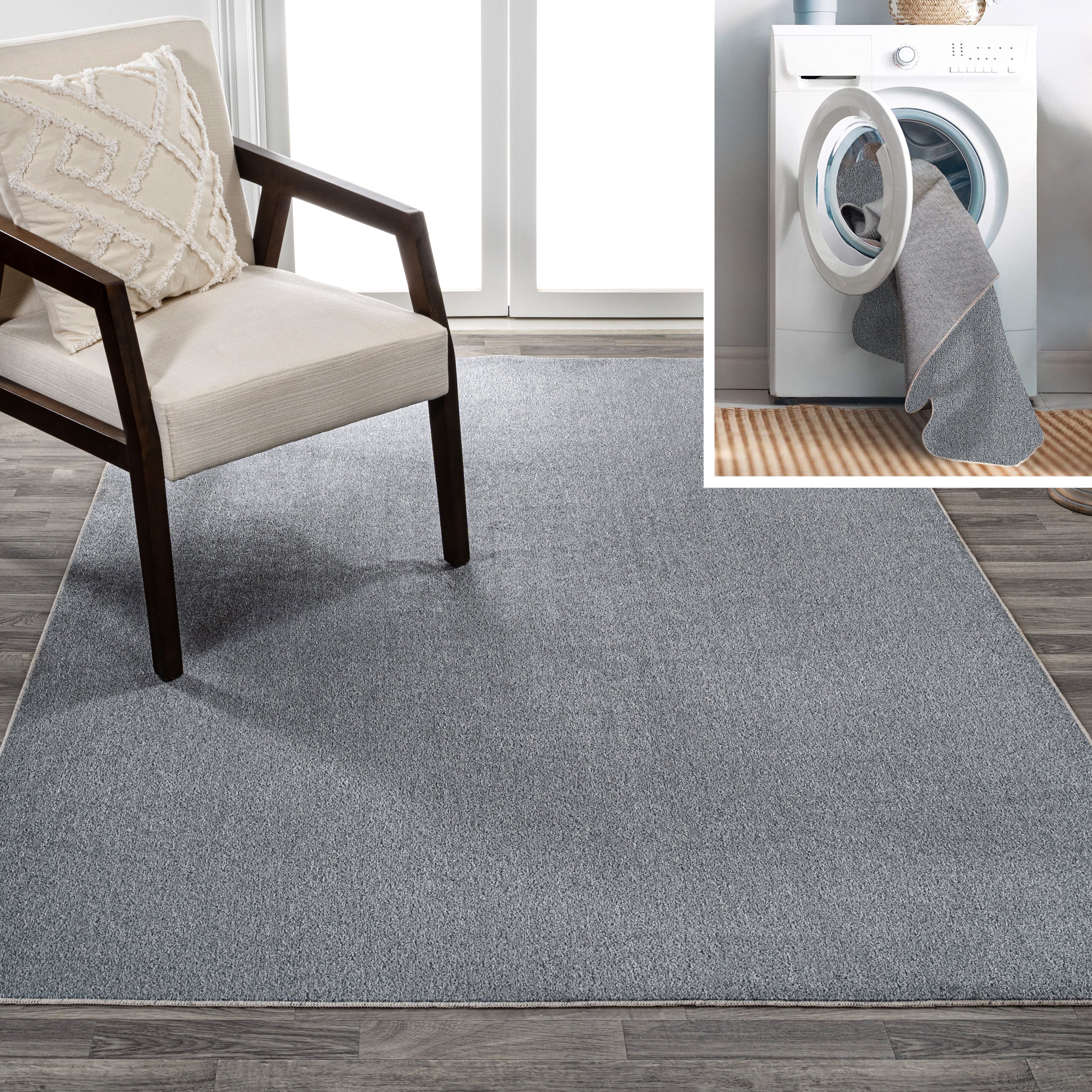 Twyla Classic Solid Low-Pile Machine-Washable Area Rug