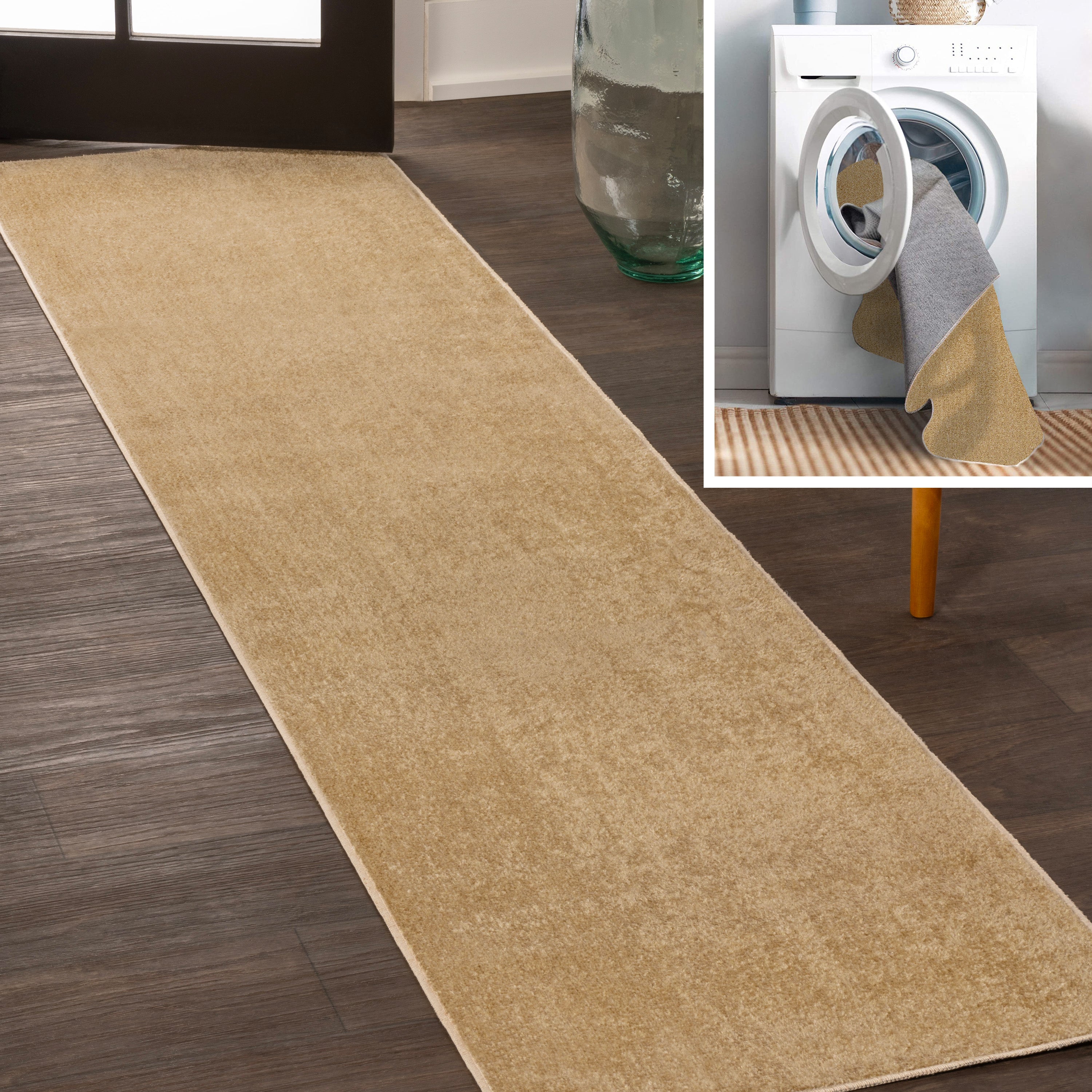 Twyla Classic Solid Low-Pile Machine-Washable Runner Rug