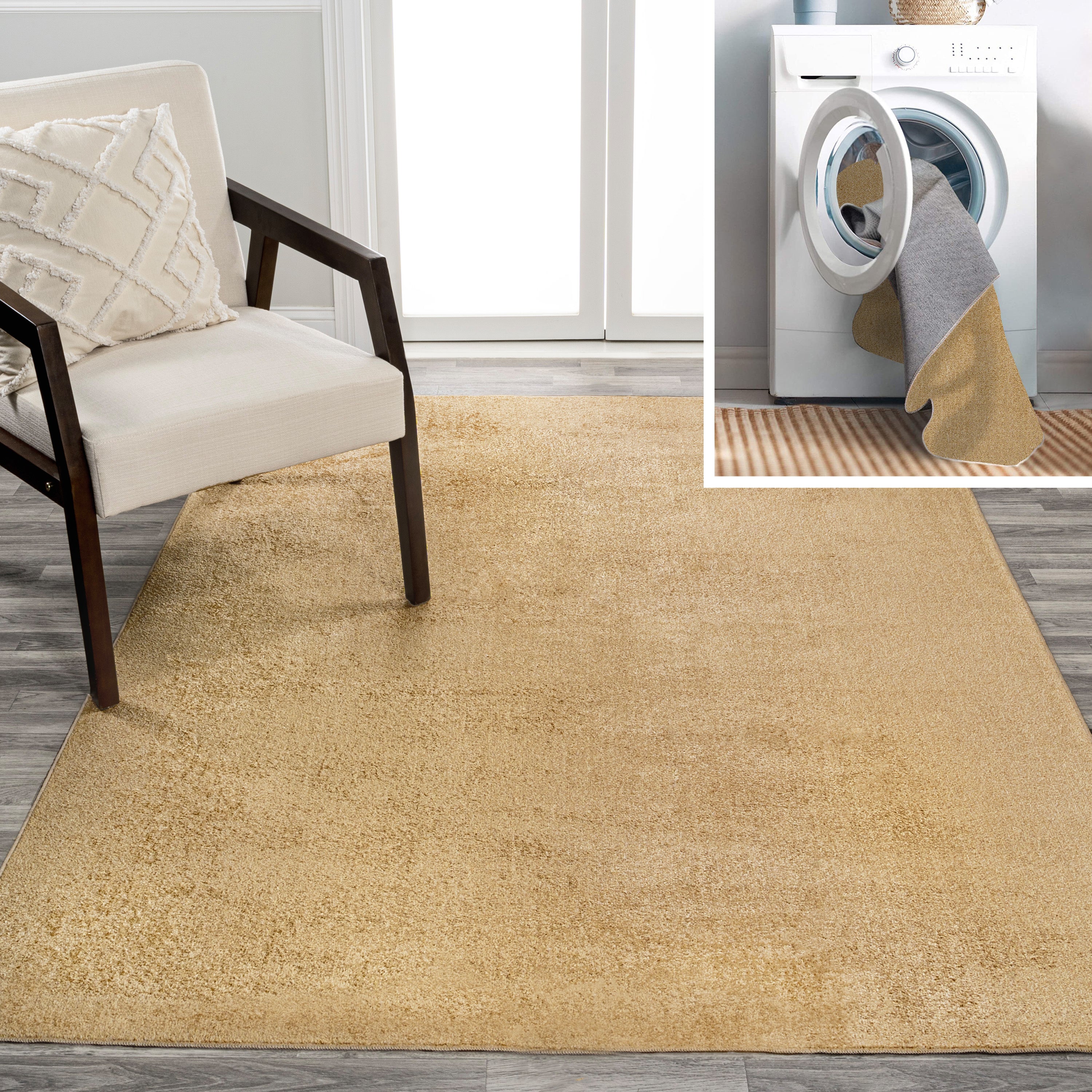 Twyla Classic Solid Low-Pile Machine-Washable Area Rug