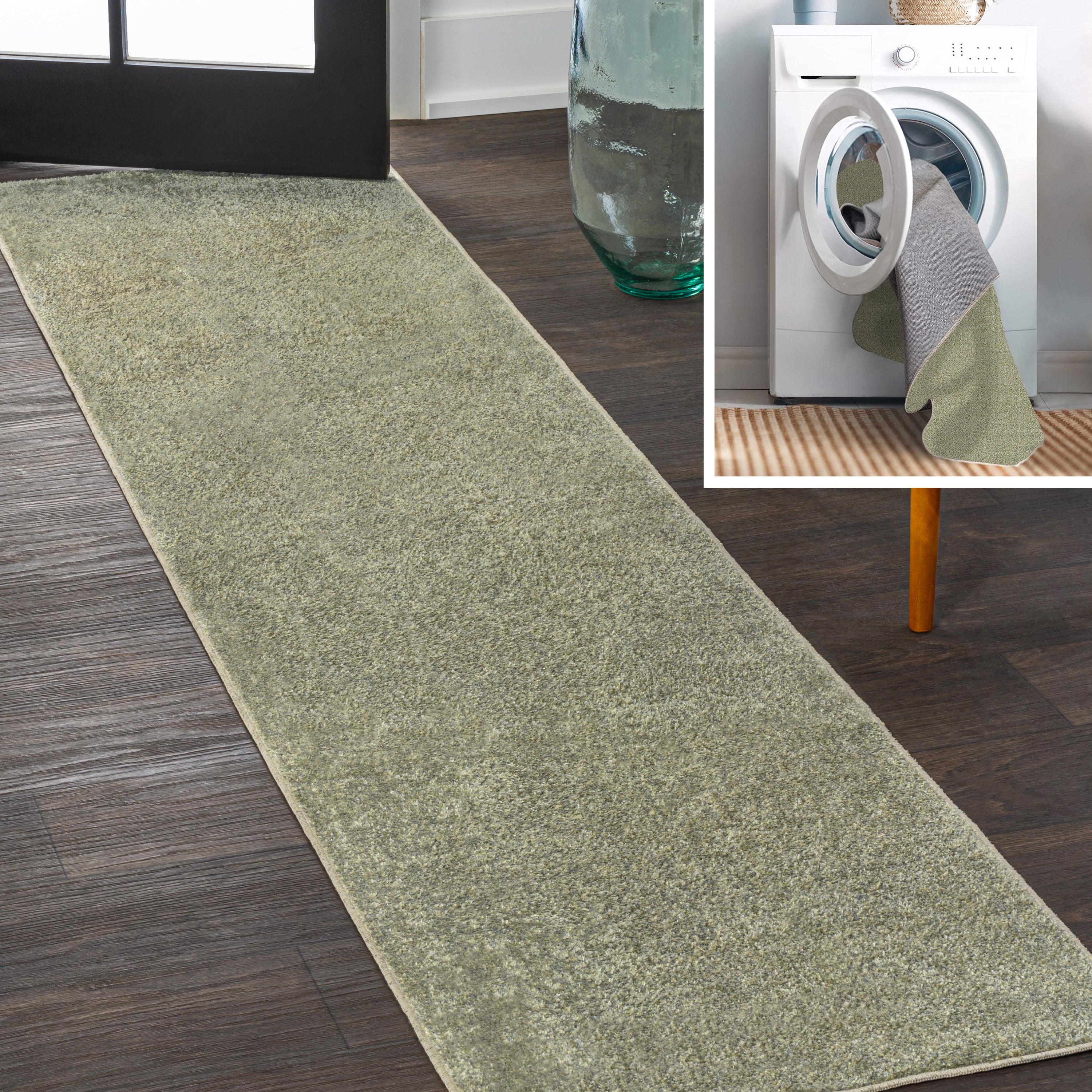 Twyla Classic Solid Low-Pile Machine-Washable Runner Rug