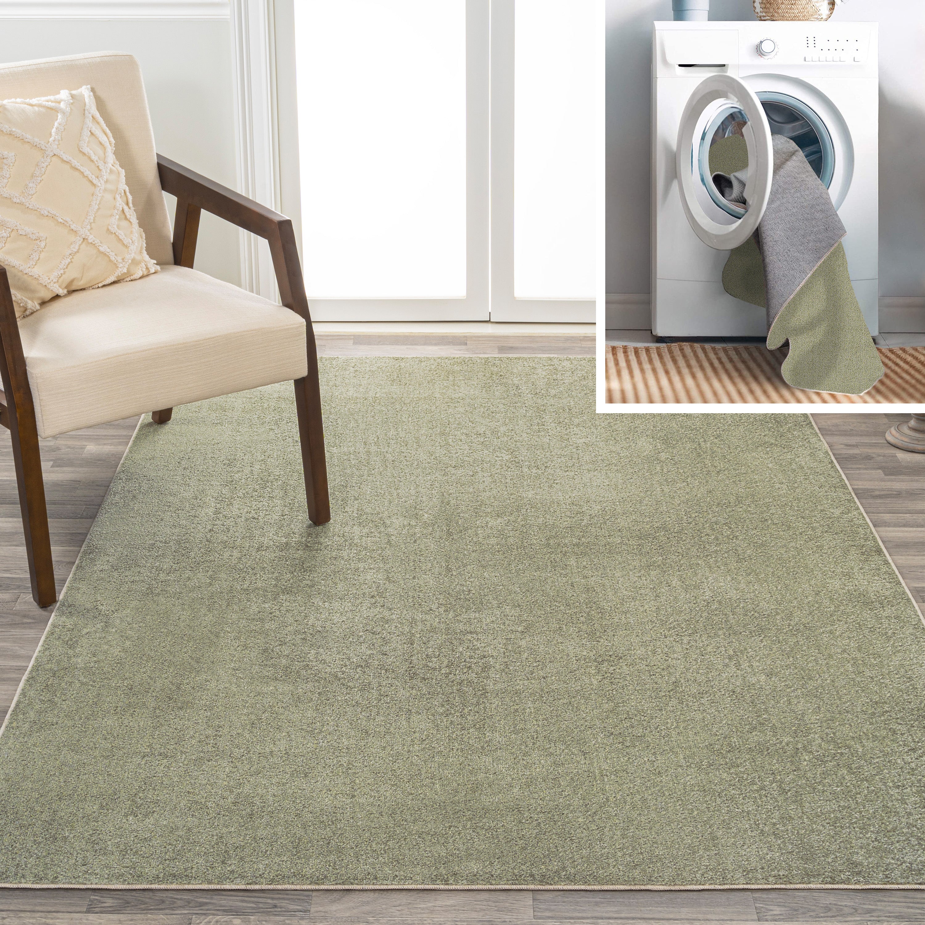 Twyla Classic Solid Low-Pile Machine-Washable Area Rug