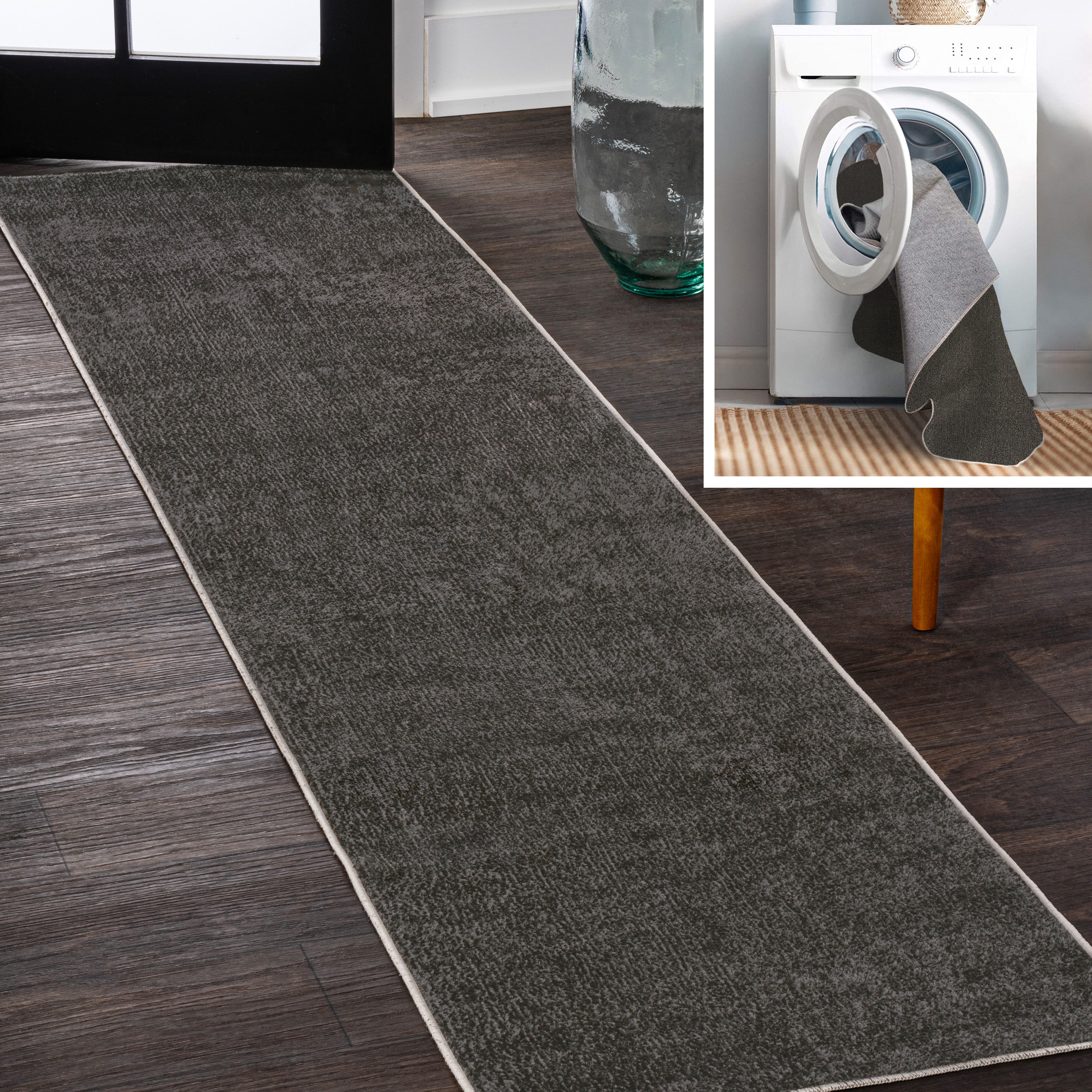 Twyla Classic Solid Low-Pile Machine-Washable Runner Rug