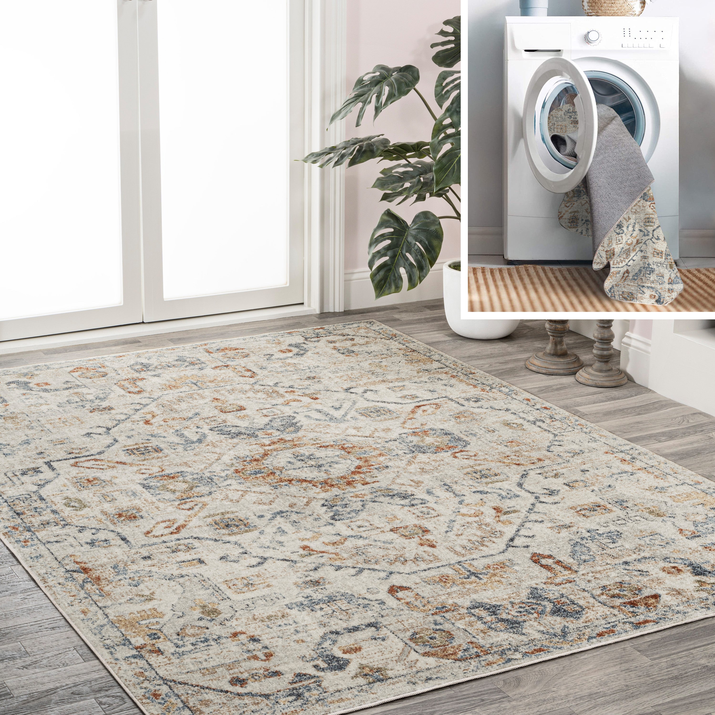 Shaemus Bohemian Medallion Low-Pile Machine-Washable Area Rug