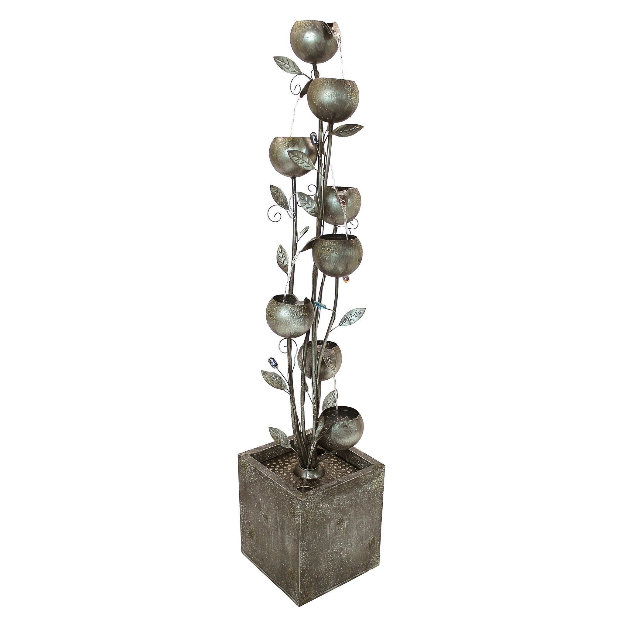 Abstract Floral Cascading Metal Tower Fountain - Tuesday Morning - Statues & Sculptures