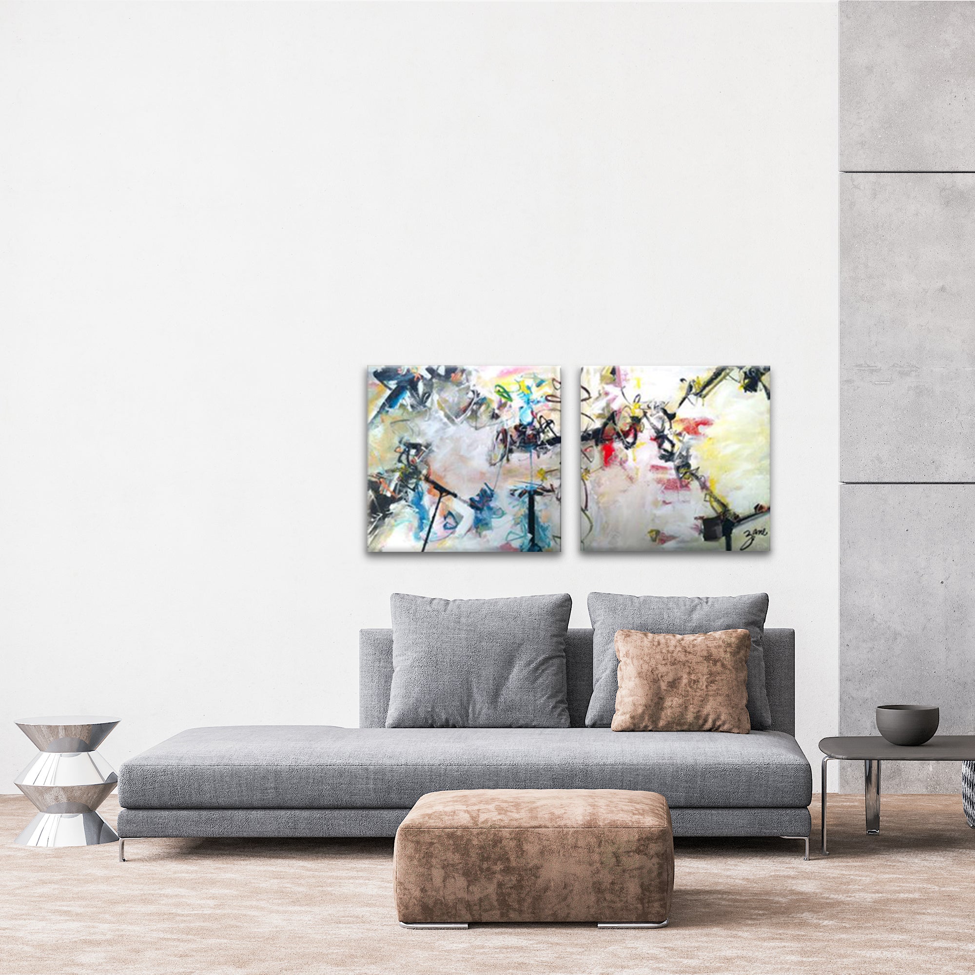 Abstract XIII' 2 Piece Wrapped Canvas Wall Art Set - Tuesday Morning - Wall Art