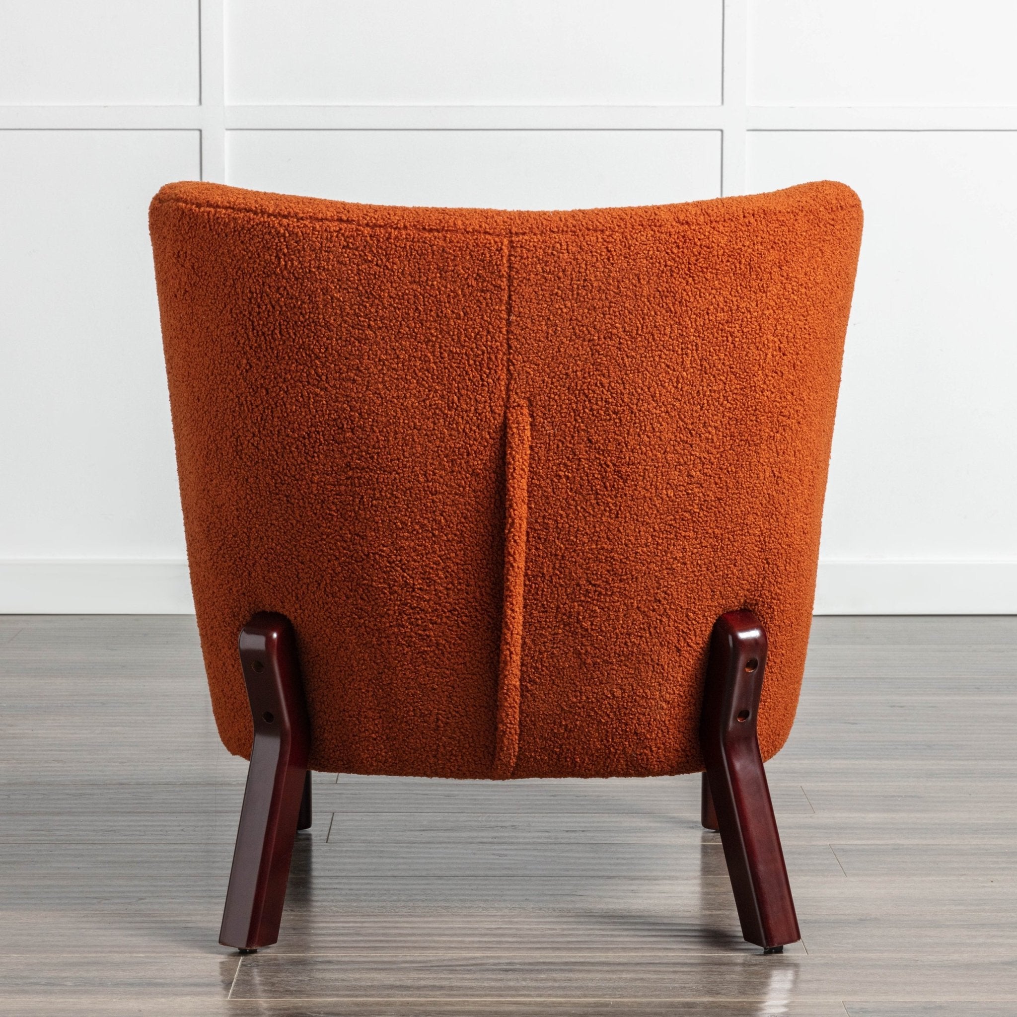 Accent Chair, Upholstered Armless Chair Lambskin Sherpa Single Sofa Chair with Wooden Legs, Burnt Orange - Tuesday Morning - Chairs