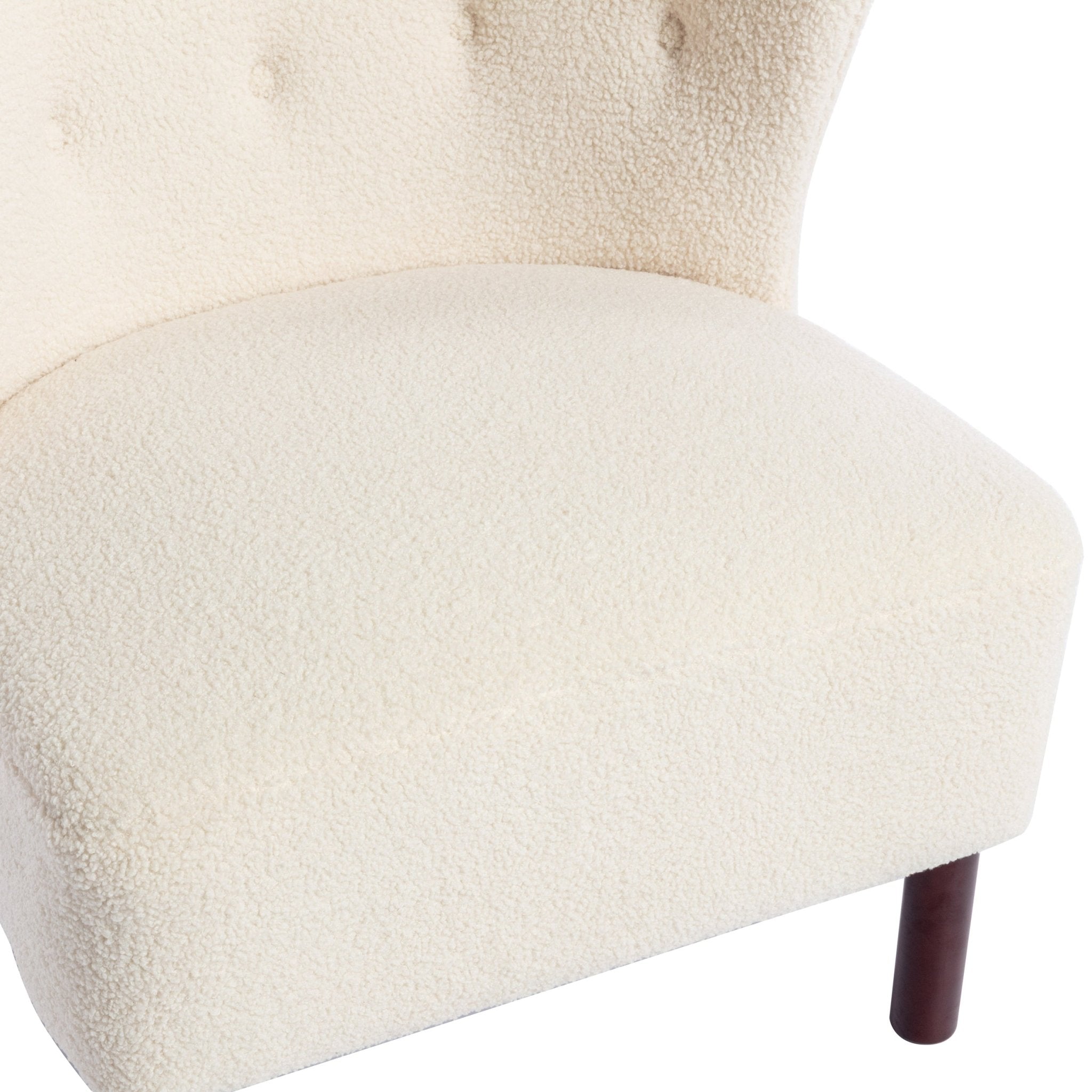 Accent Chair, Upholstered Armless Chair Lambskin Sherpa Single Sofa Chair with Wooden Legs, Cream - Tuesday Morning - Chairs