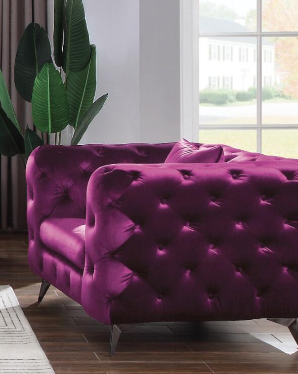 ACME Atronia Chair, Purple Fabric 54907 - Tuesday Morning - Sofas & Sectionals