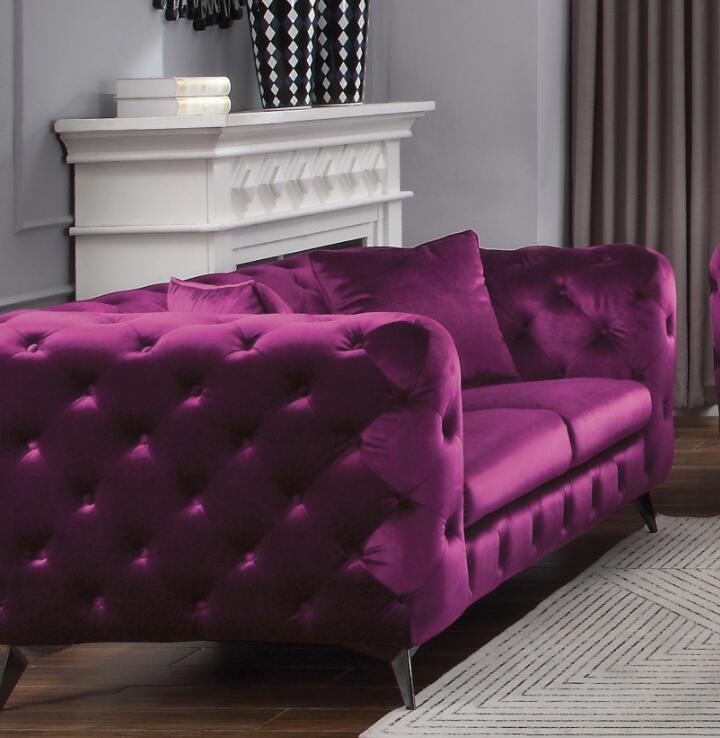 ACME Atronia Loveseat, Purple Fabric 54906 - Tuesday Morning - Sofas & Sectionals