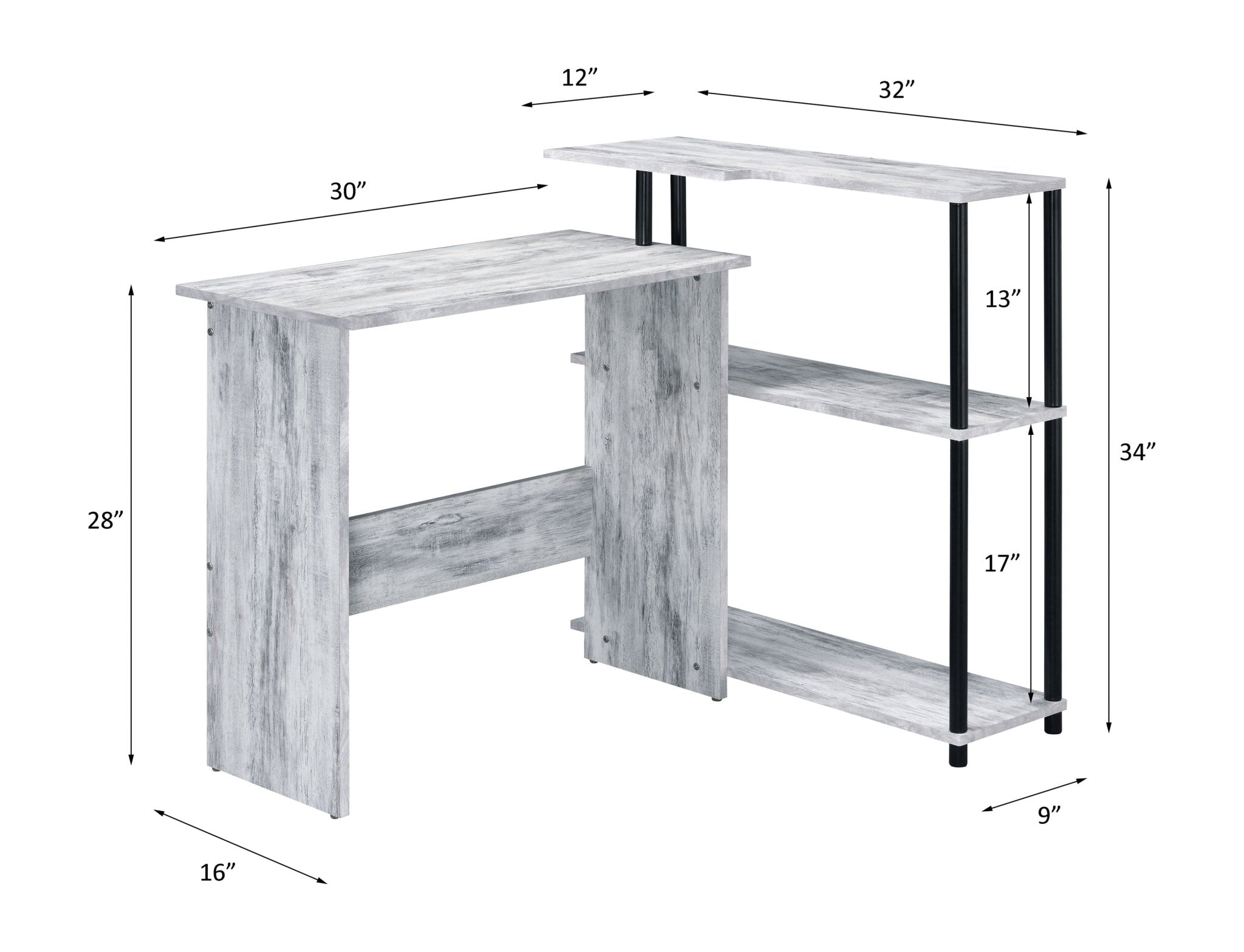 ACME Levi Writing Desk, Antique White & Black Finish - Tuesday Morning - Office Desks