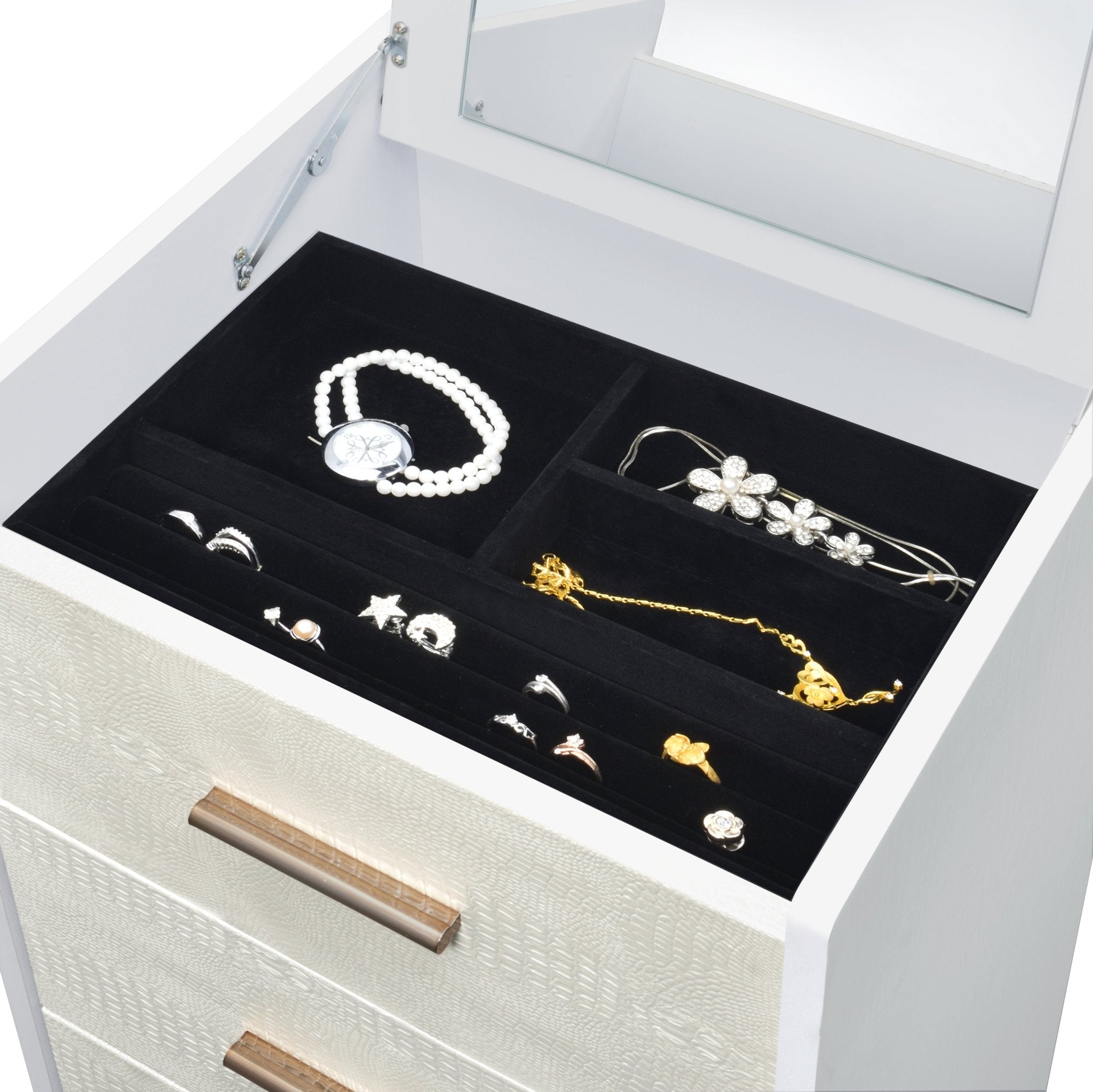 ACME Myles Jewelry Armoire, White, Champagne & Gold Finish AC01168 - Tuesday Morning - Dressers & Armoires