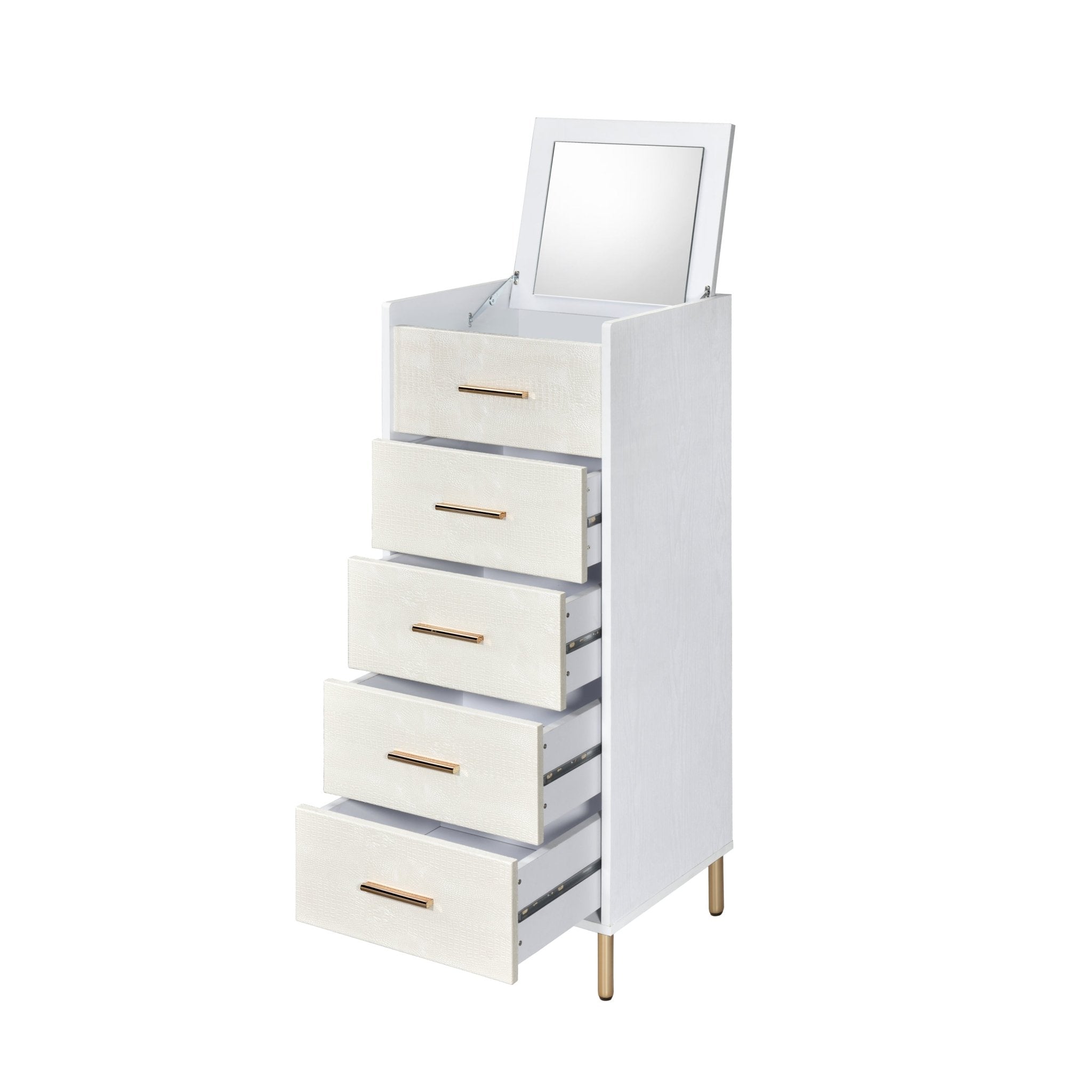 ACME Myles Jewelry Armoire, White, Champagne & Gold Finish AC01168 - Tuesday Morning - Dressers & Armoires