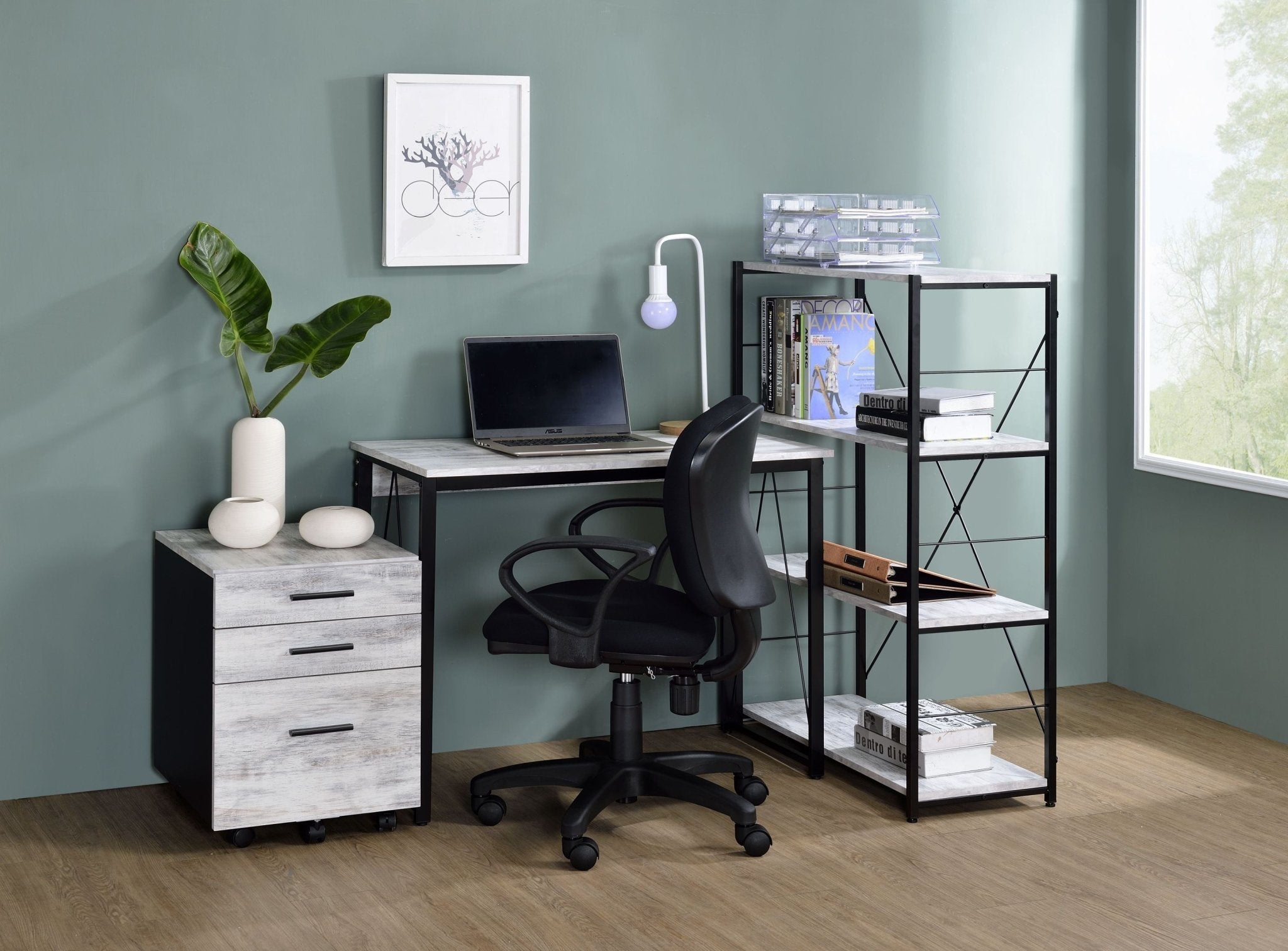 ACME Zaidin Writing Desk, Antique White & Black Finish - Tuesday Morning - Office Desks