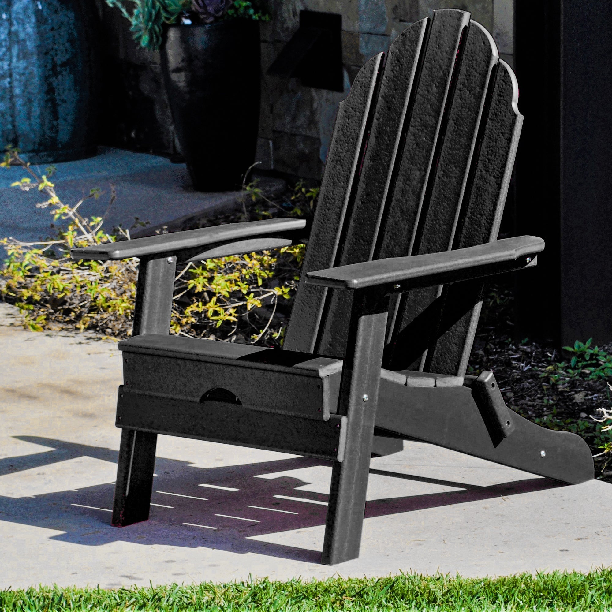 Adirondack Chair, Ultra Durable Weather Resistant Design, Easy Folding - 300 lb Capacity, Black - Tuesday Morning - Chairs