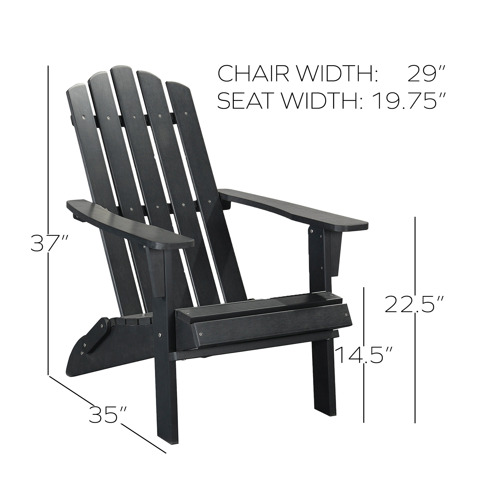 Adirondack Chair, Ultra Durable Weather Resistant Design, Real Wood Look, Easy Folding - 300 lb Capacity, Black - Tuesday Morning - Chairs