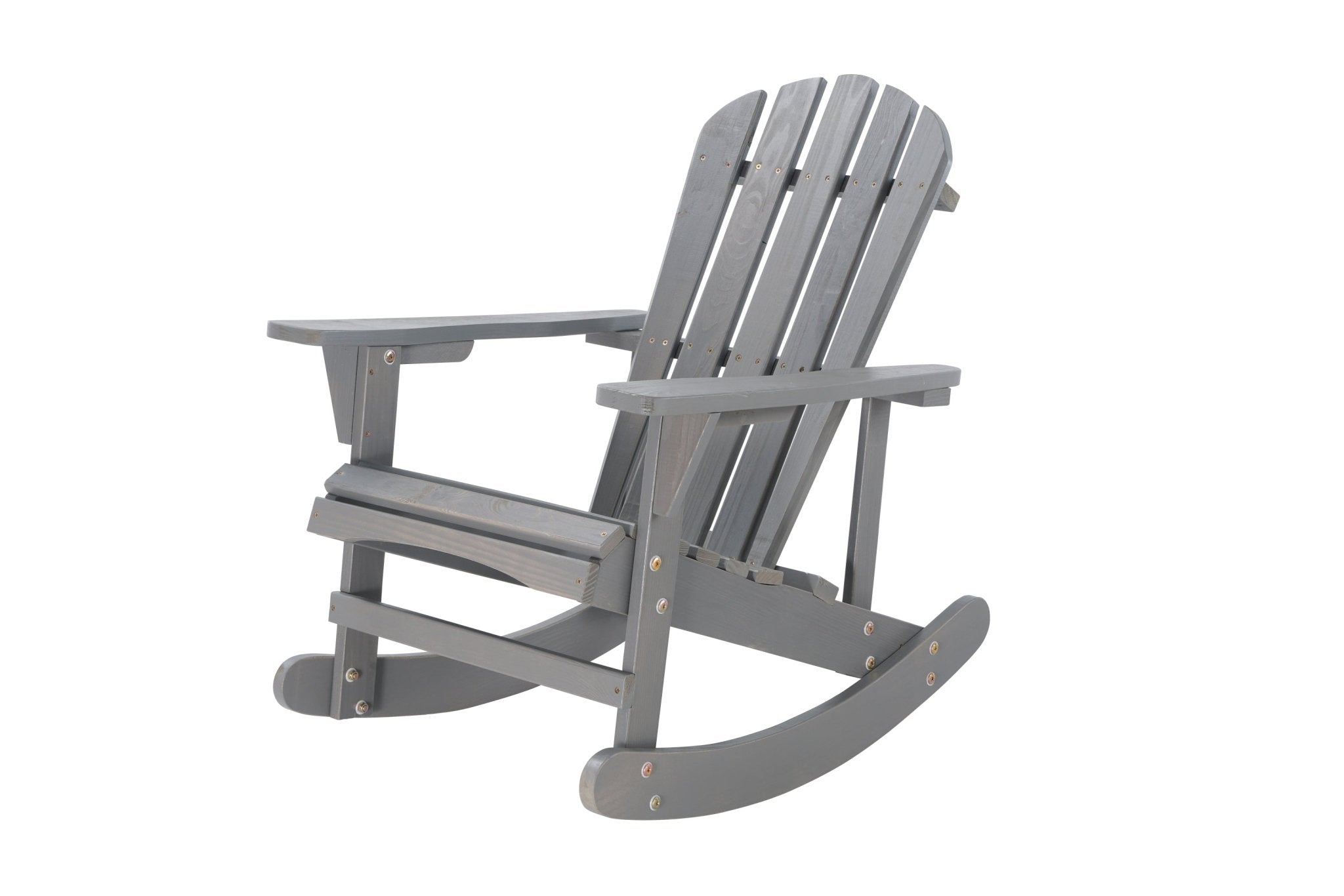 Adirondack Rocking Chair Solid Wood Chairs Finish Outdoor Furniture for Patio, Backyard, Garden - Gray - Tuesday Morning - Chairs