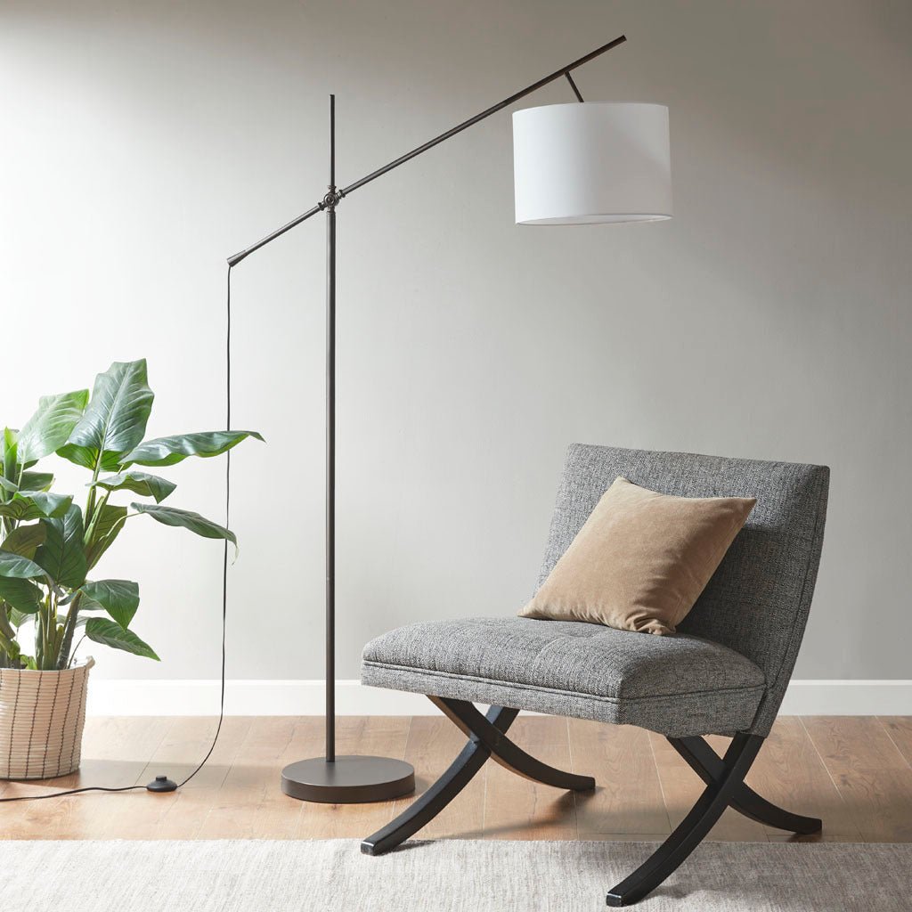 Adjustable Arched Floor Lamp with Drum Shade - Tuesday Morning - Floor Lamps