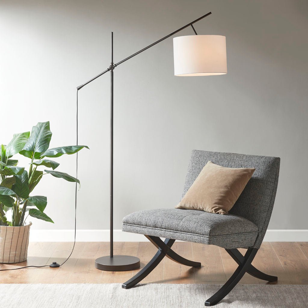 Adjustable Arched Floor Lamp with Drum Shade - Tuesday Morning - Floor Lamps