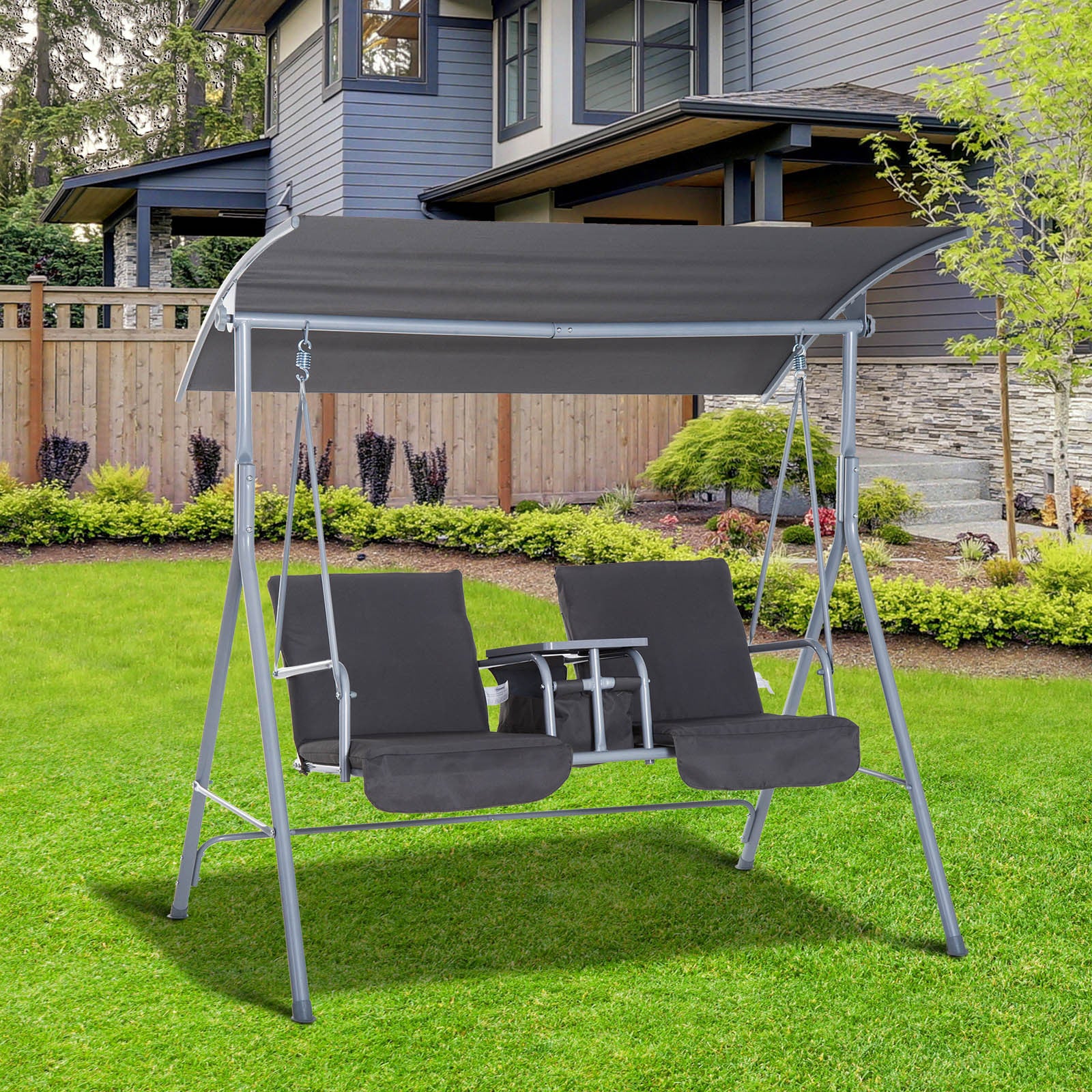 2 person patio swing with canopy best sale