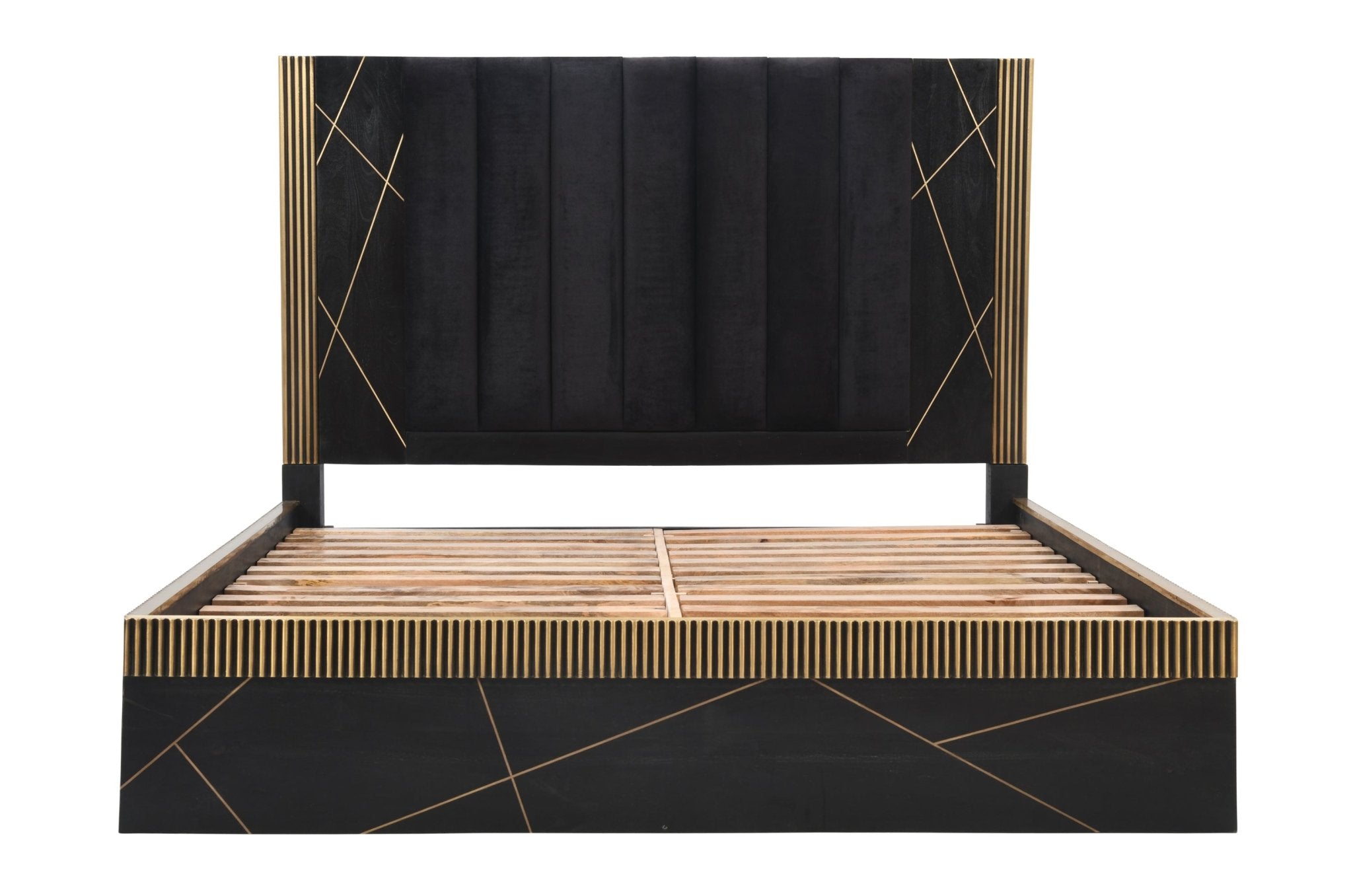 Allure Modern Style King Bed Made With Mango Wood and Finished with Brass Metal - Tuesday Morning - Beds & Bed Frames