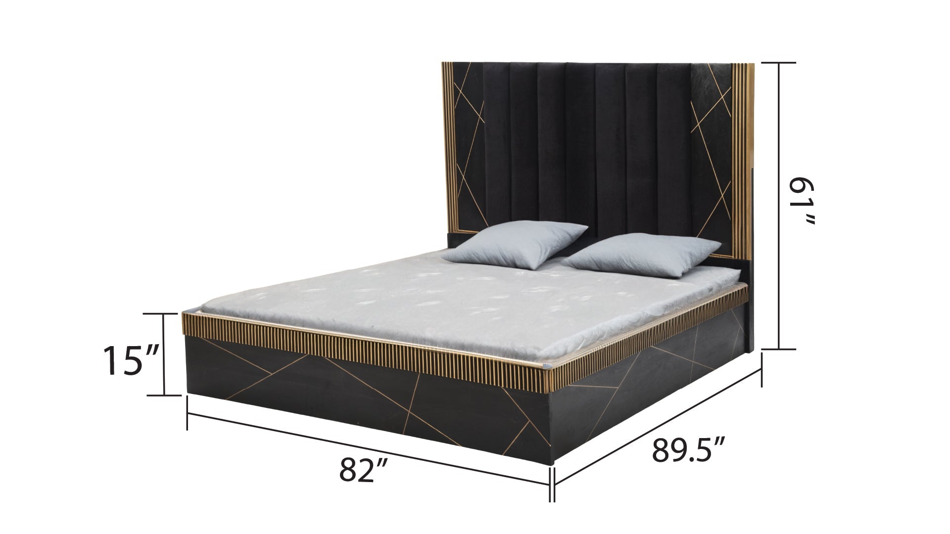 Allure Modern Style King Bed Made With Mango Wood and Finished with Brass Metal - Tuesday Morning - Beds & Bed Frames