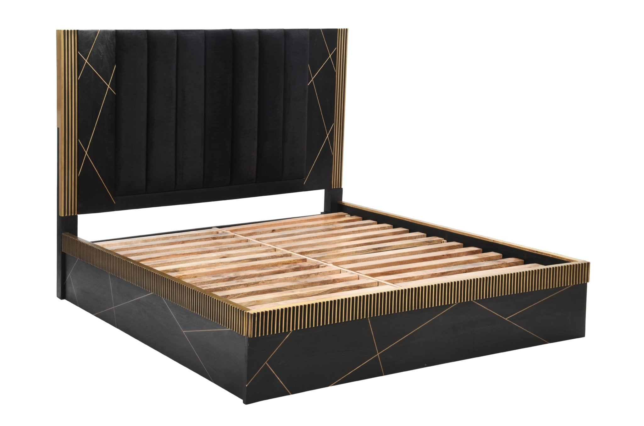 Allure Modern Style King Bed Made With Mango Wood and Finished with Brass Metal - Tuesday Morning - Beds & Bed Frames