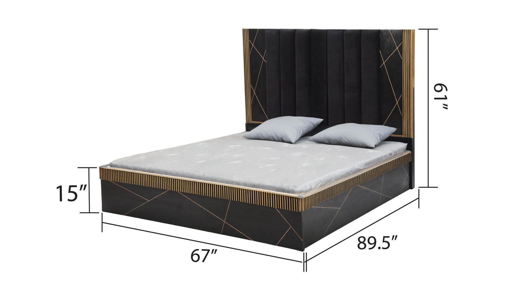 Allure Modern Style Queen Bed Made With Mango Wood and Finished with Brass Metal - Tuesday Morning - Beds & Bed Frames