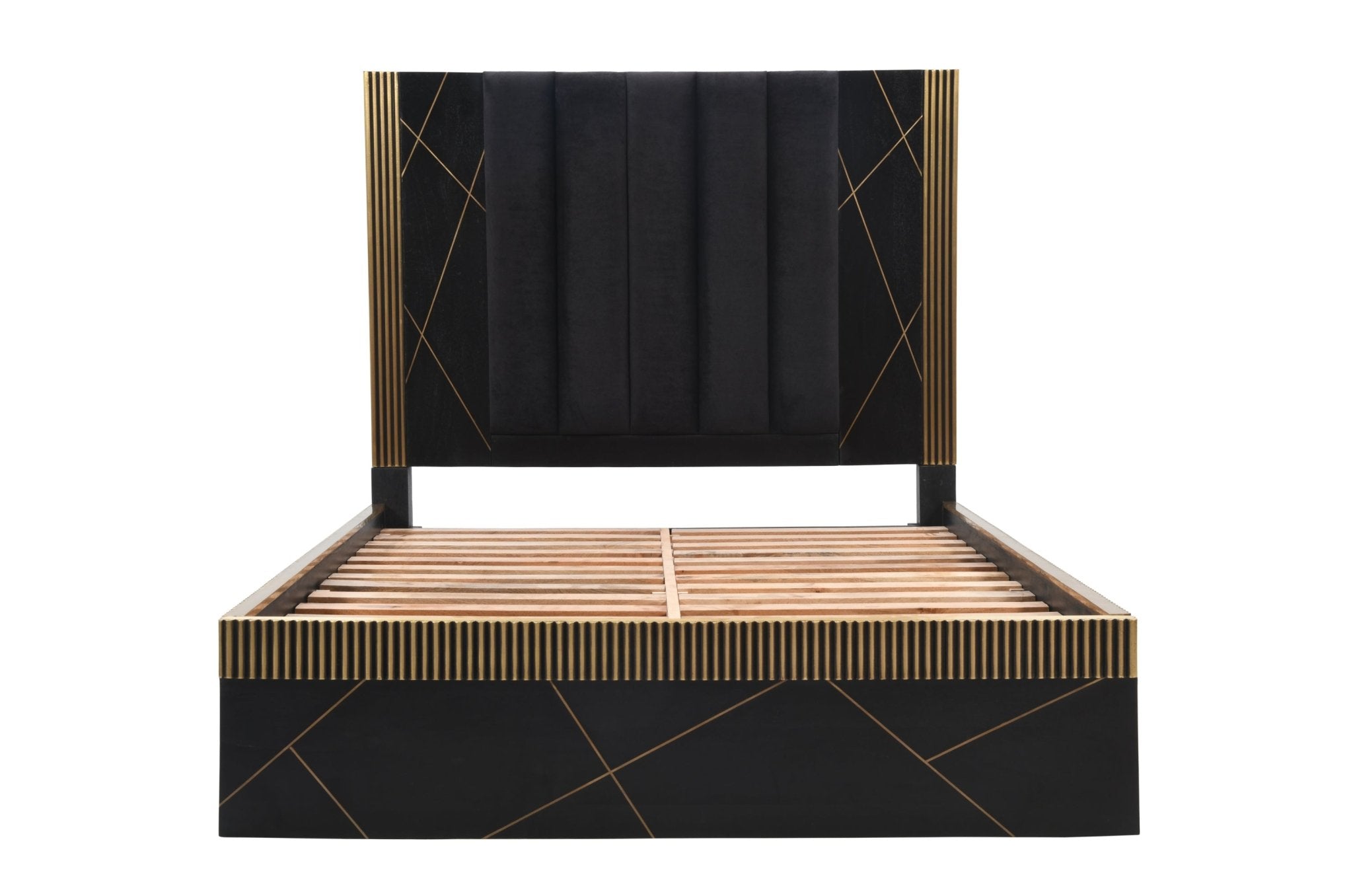 Allure Modern Style Queen Bed Made With Mango Wood and Finished with Brass Metal - Tuesday Morning - Beds & Bed Frames