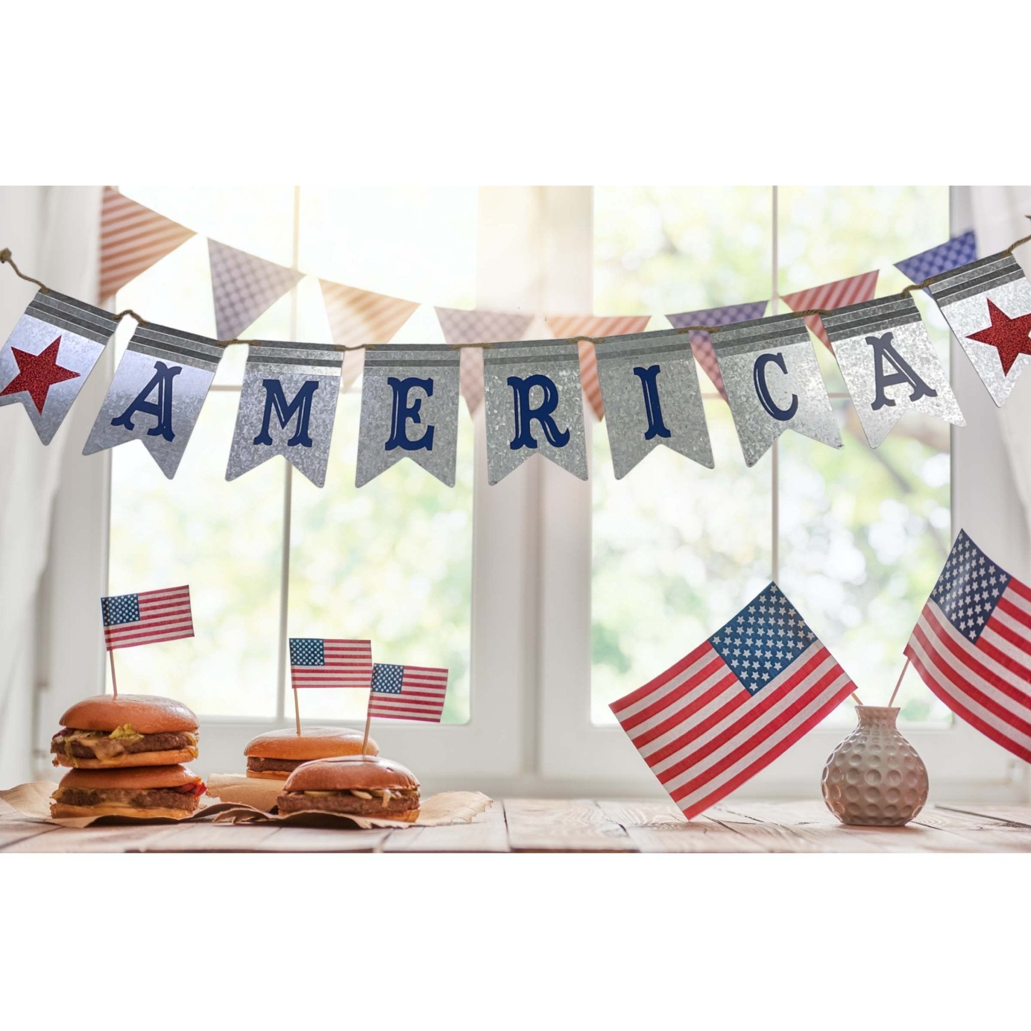 America Metal Hanging Banner - Tuesday Morning - Wall Accents