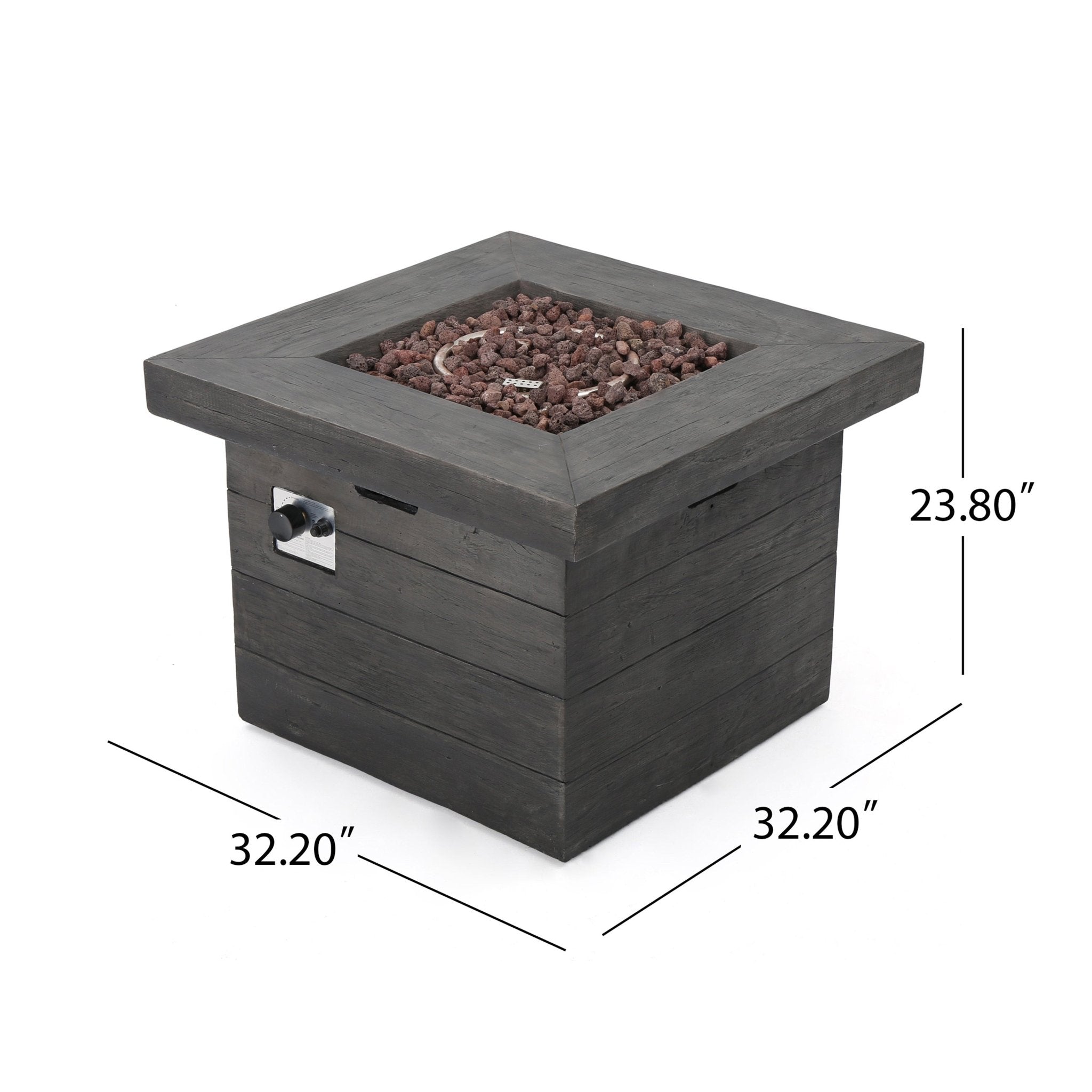 ANCHORAGE 32'' WOOD SQUARE MGO FIRE PIT GREY - 40,000 BTU - Tuesday Morning - Fire Pits