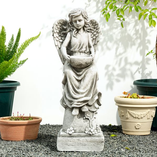 Angel Garden Statue with a Birdbath - Tuesday Morning - Statues & Sculptures