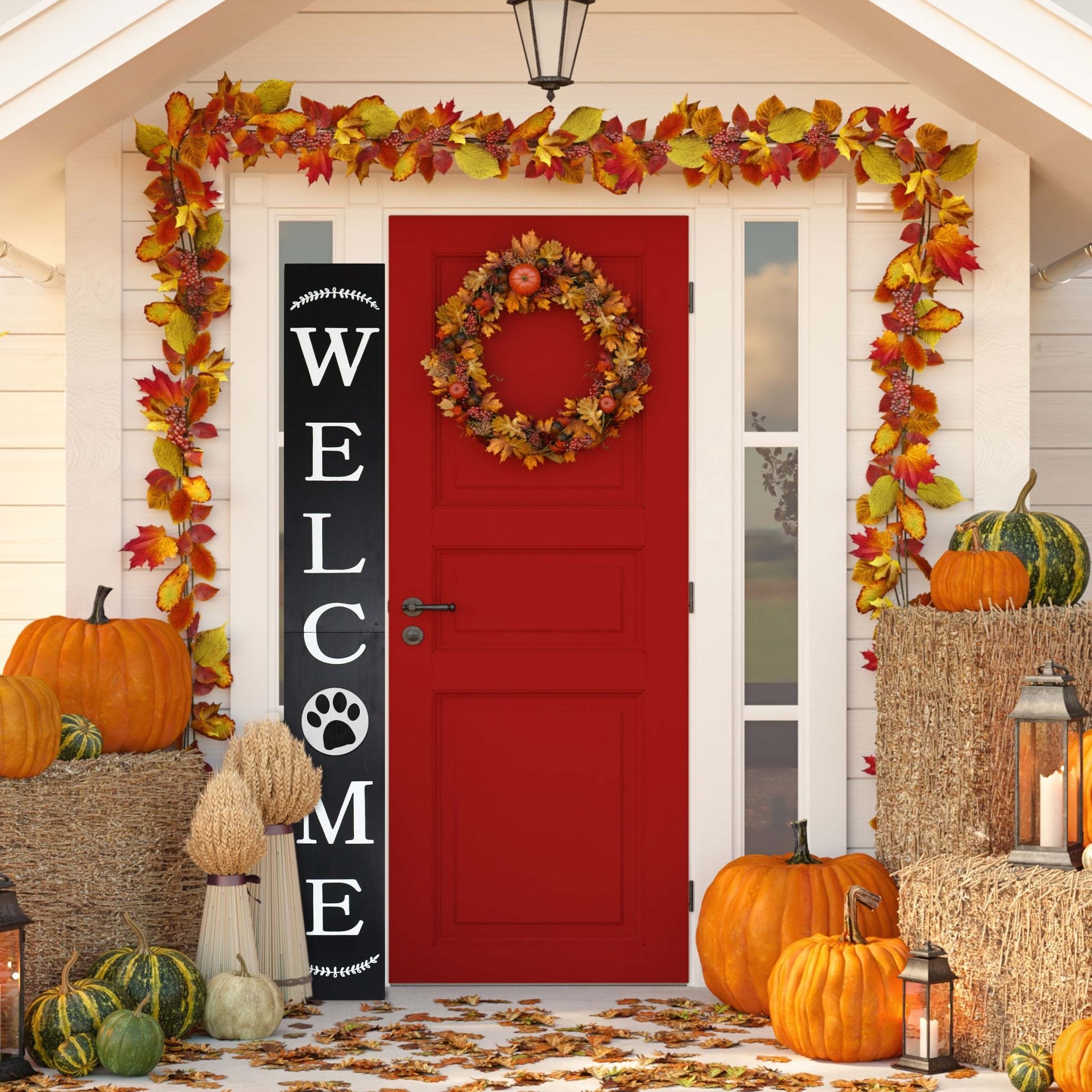 Animal Paw Welcome Sign / Color: Black - Tuesday Morning - Front Porch Decor