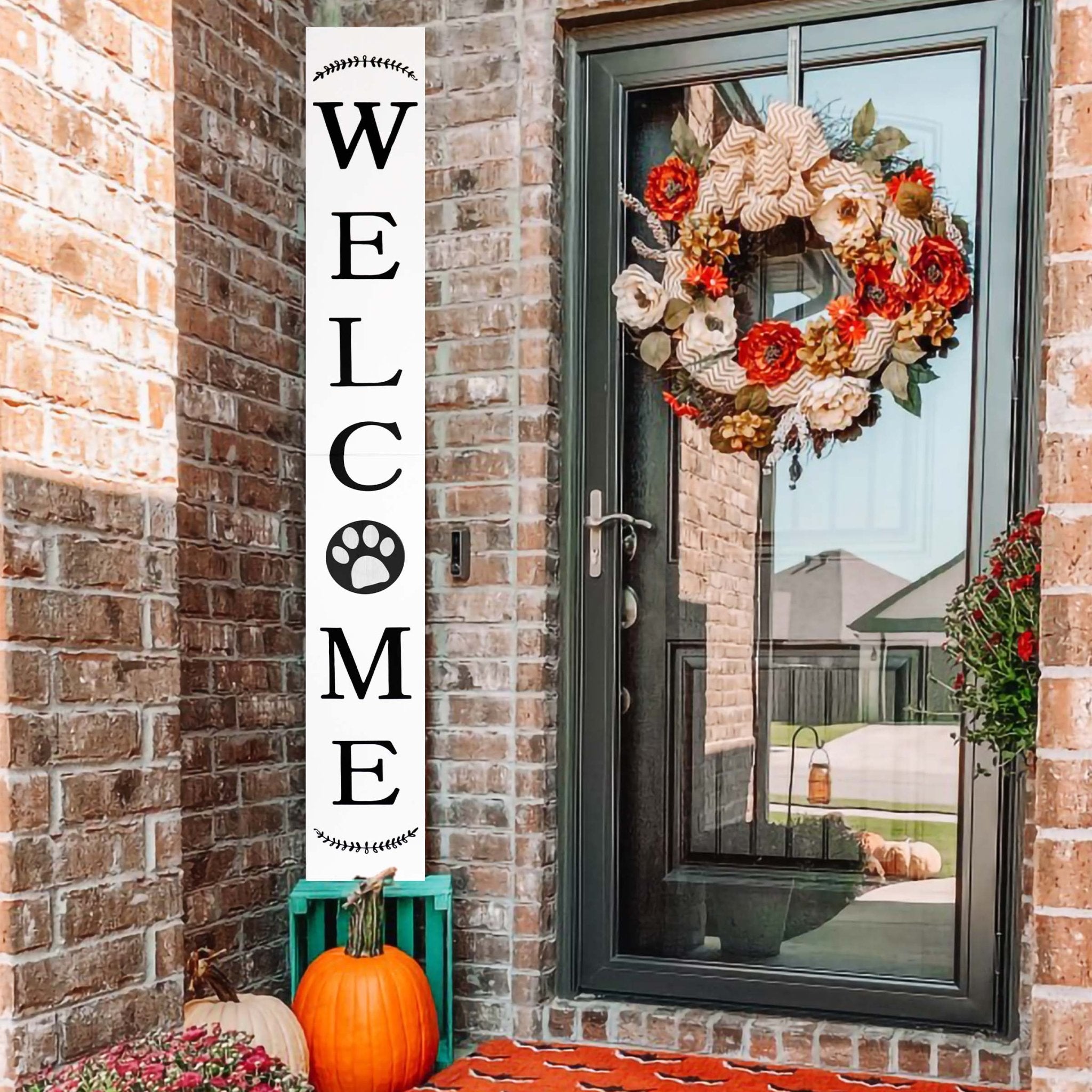 Animal Paw Welcome Sign / Color: White - Tuesday Morning - Front Porch Decor