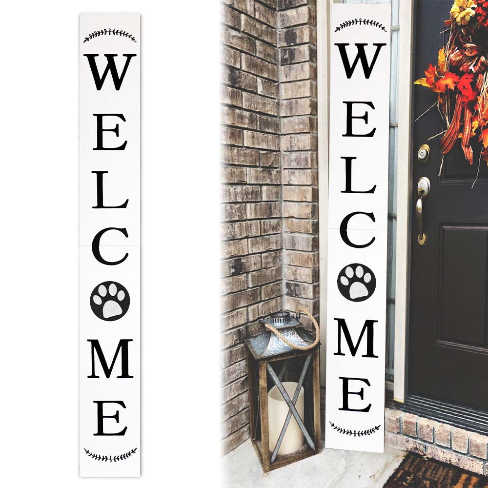 Animal Paw Welcome Sign / Color: White - Tuesday Morning - Front Porch Decor