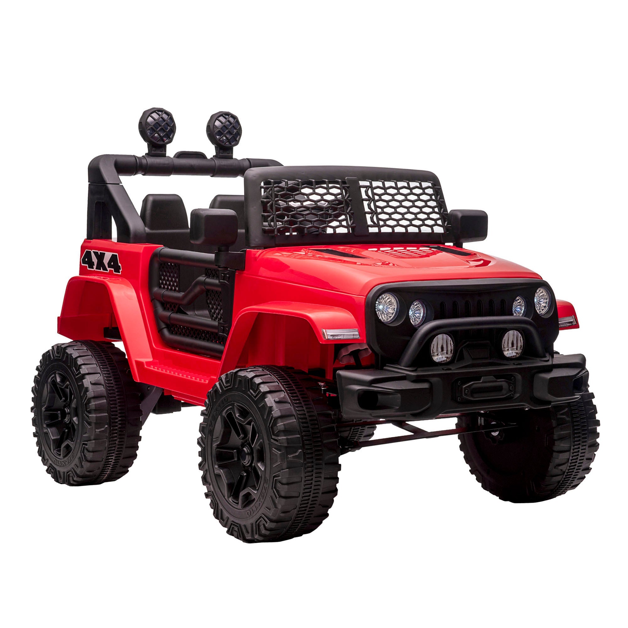 Aosom 12V Kids Ride On Truck with Parent Remote Control, with Spring Suspension, Adjustable Speed, LED Lights and Horn, Red - Tuesday Morning - Riding Toys