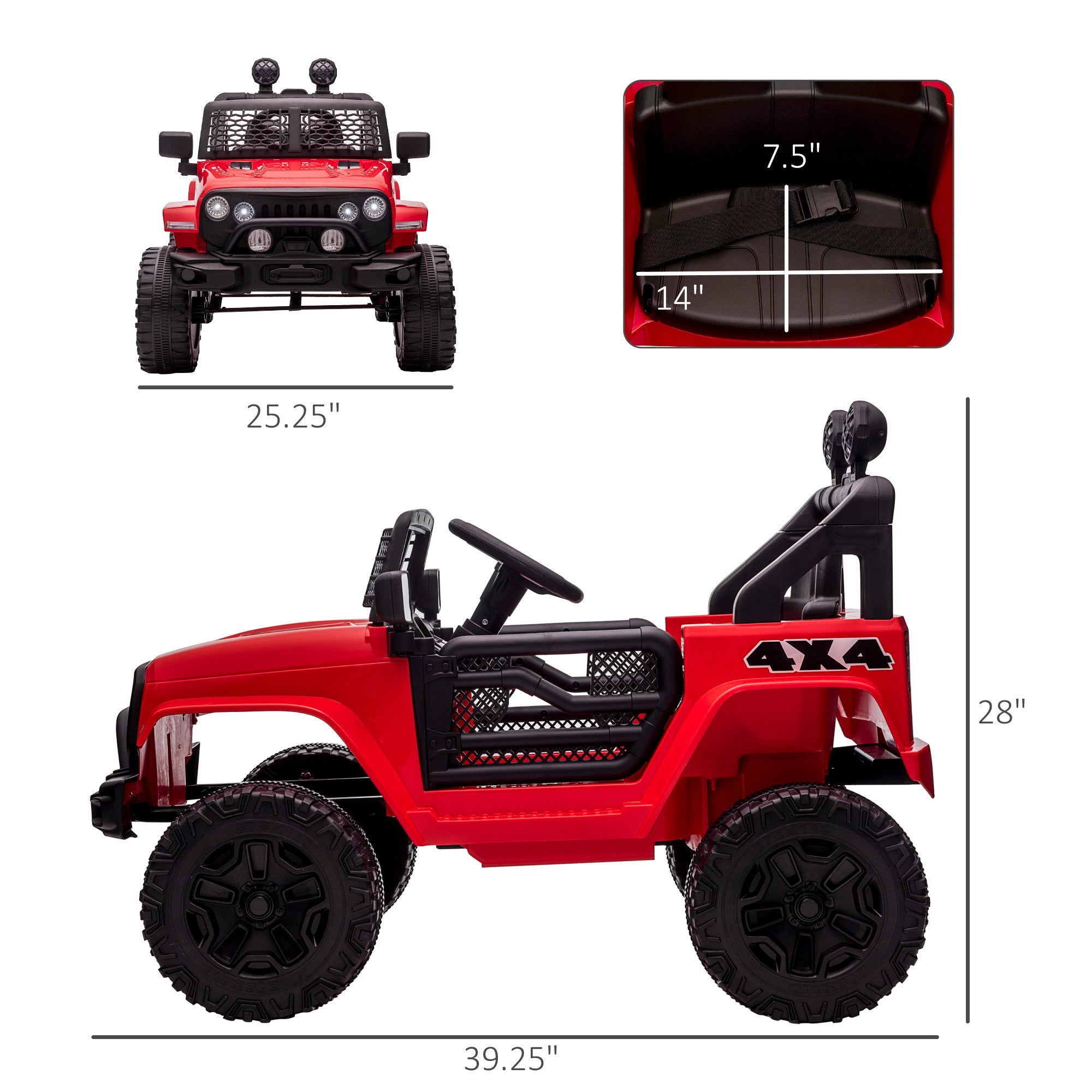 Aosom 12V Kids Ride On Truck with Parent Remote Control, with Spring Suspension, Adjustable Speed, LED Lights and Horn, Red - Tuesday Morning - Riding Toys