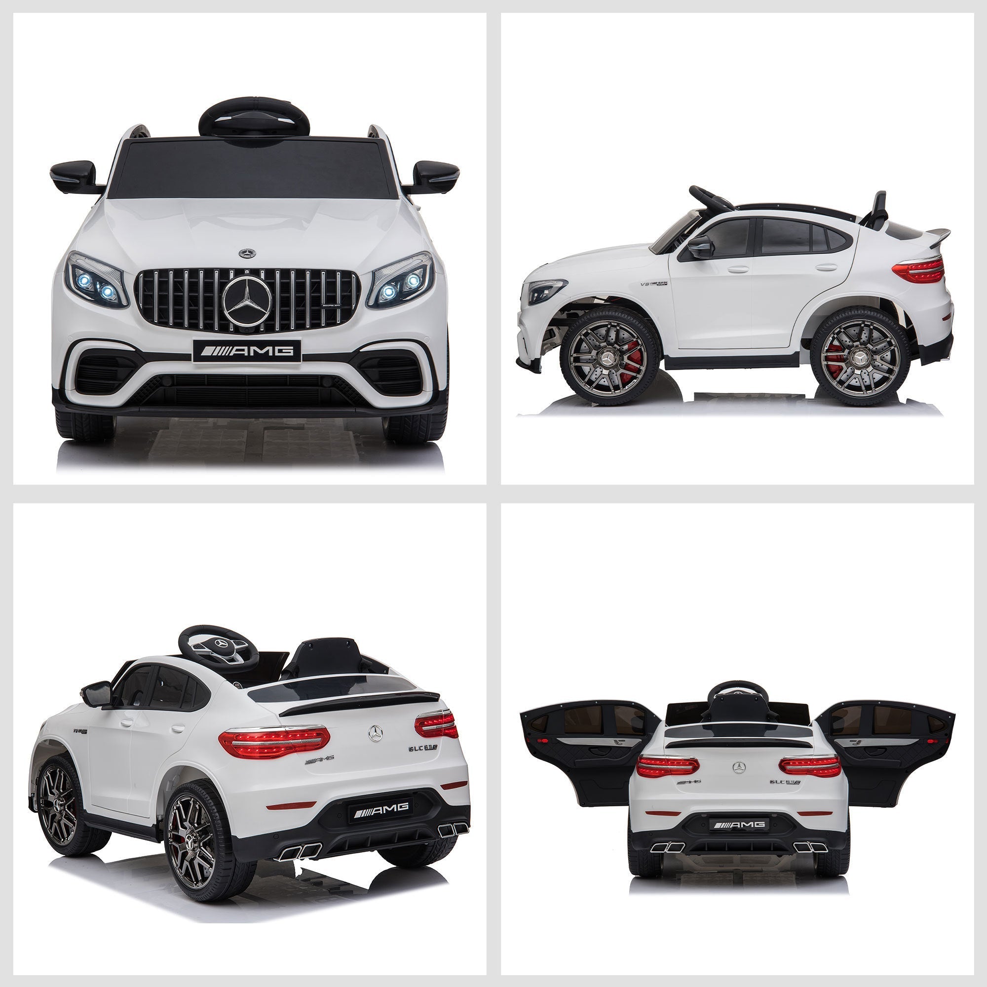 Aosom 12V Toddler Ride On Car with Remote Control, Mercedes Benz AMG GLC63S Coupe, with 2 Speed, MP3 Player, Light, Horn, Songs, Suspension, White - Tuesday Morning - Riding Toys