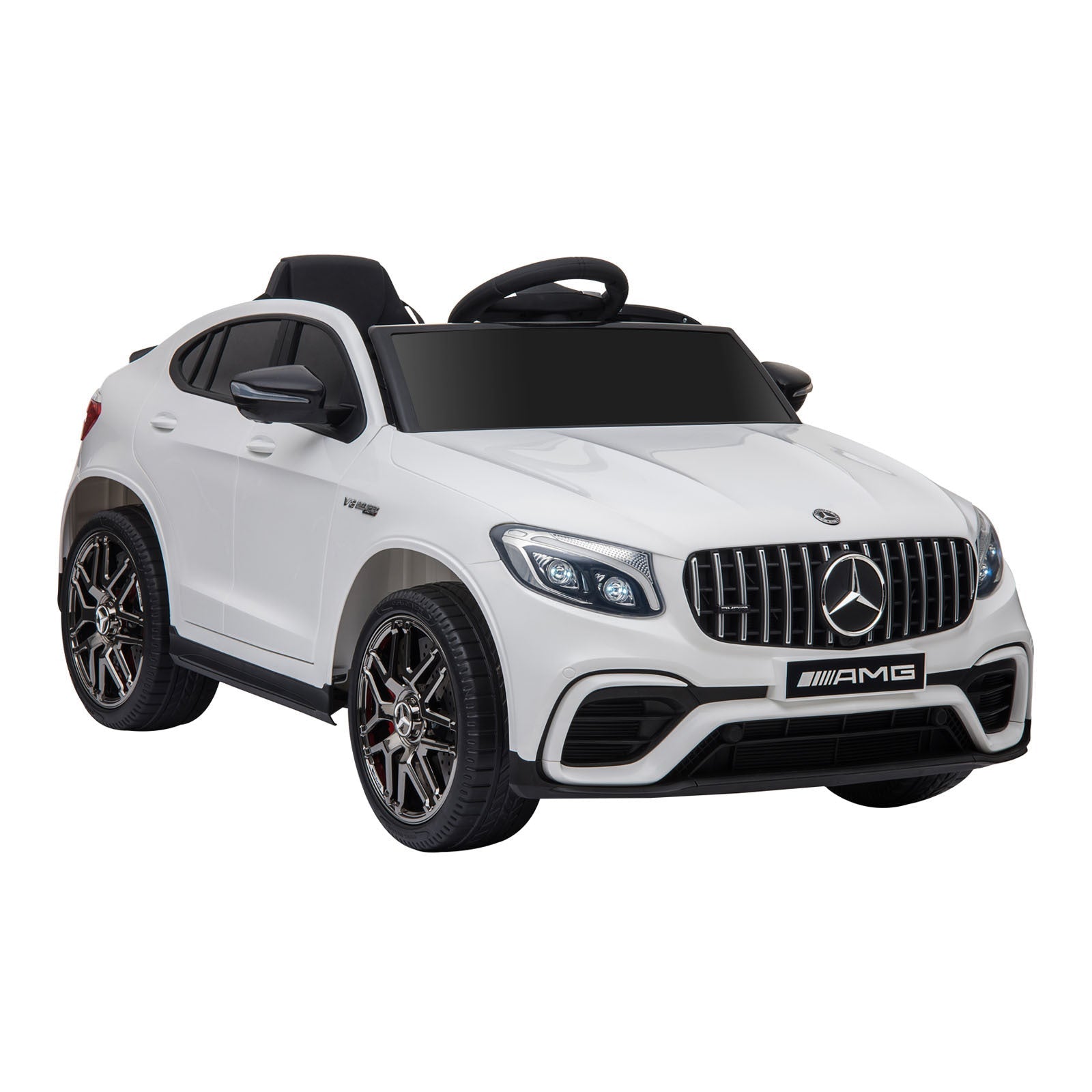 Aosom 12V Toddler Ride On Car with Remote Control, Mercedes Benz AMG GLC63S Coupe, with 2 Speed, MP3 Player, Light, Horn, Songs, Suspension, White - Tuesday Morning - Riding Toys