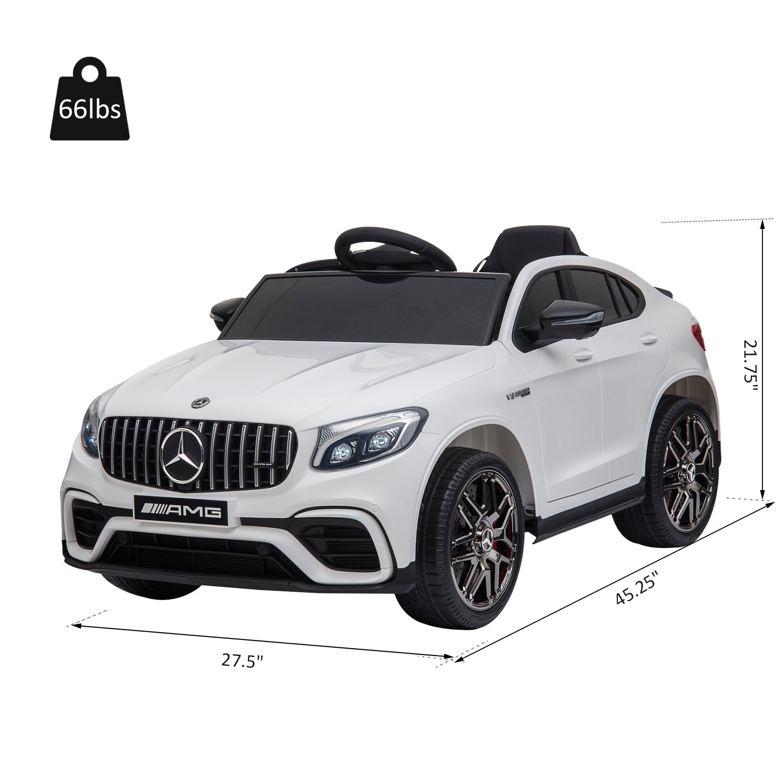 Aosom 12V Toddler Ride On Car with Remote Control, Mercedes Benz AMG GLC63S Coupe, with 2 Speed, MP3 Player, Light, Horn, Songs, Suspension, White - Tuesday Morning - Riding Toys